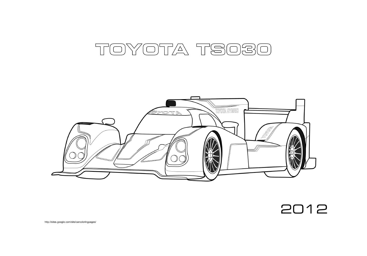 coloriage Formule 1 Voiture Toyota Ts030 2012