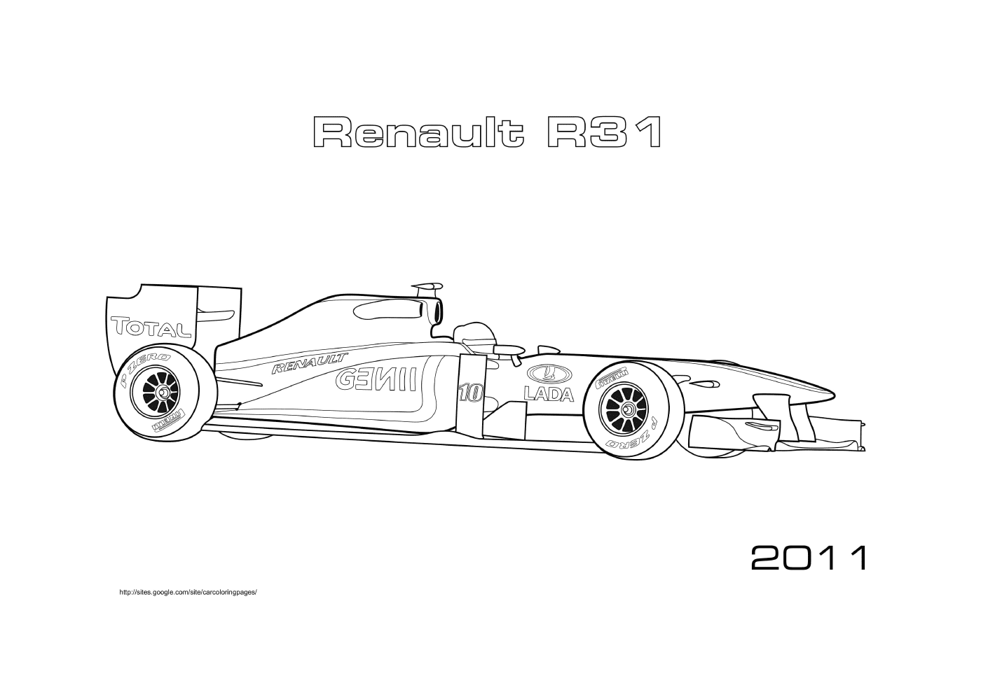coloriage Formule 1 Voiture Renault R31 2011
