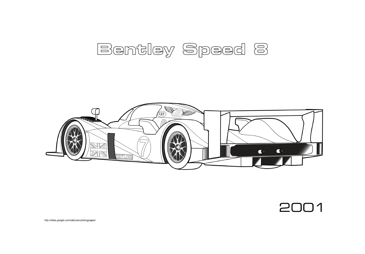 coloriage Formule 1 Voiture Bentley Speed 8 2001