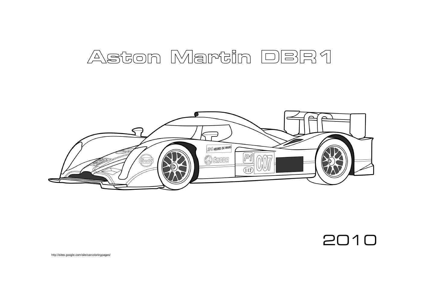 coloriage Formule 1 Voiture Aston Martin Dbr1 2010