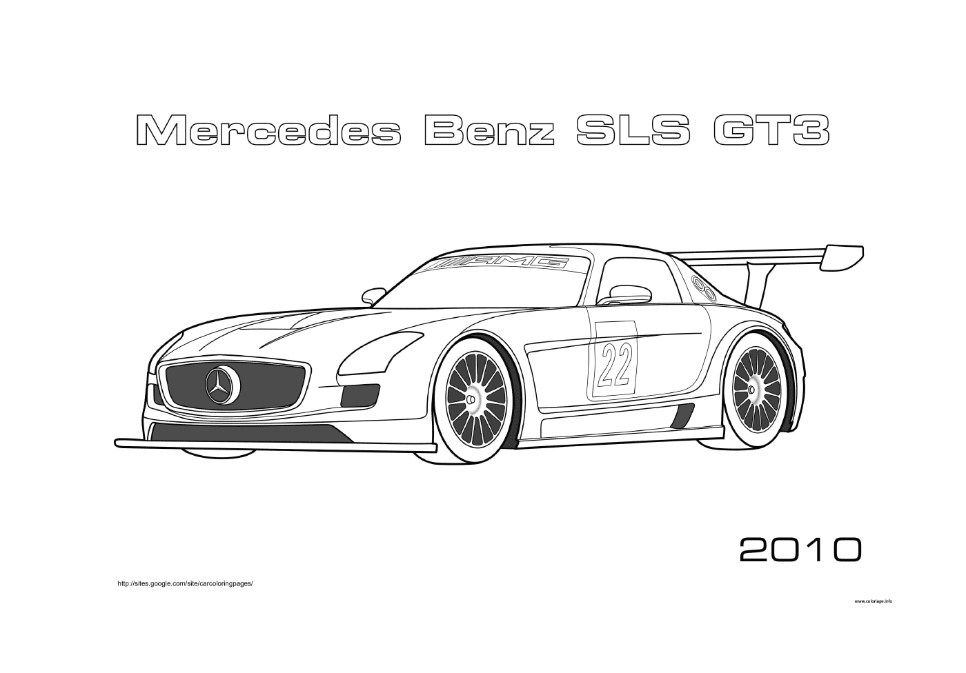 coloriage Formule 1 Mercedes Benz SLS GT3 Voiture de Course