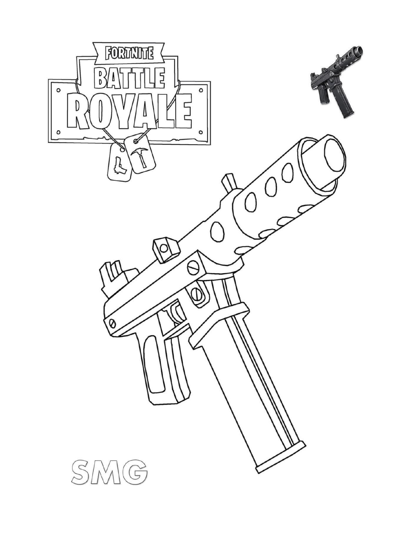 coloriage Machine Pistol Fortnite