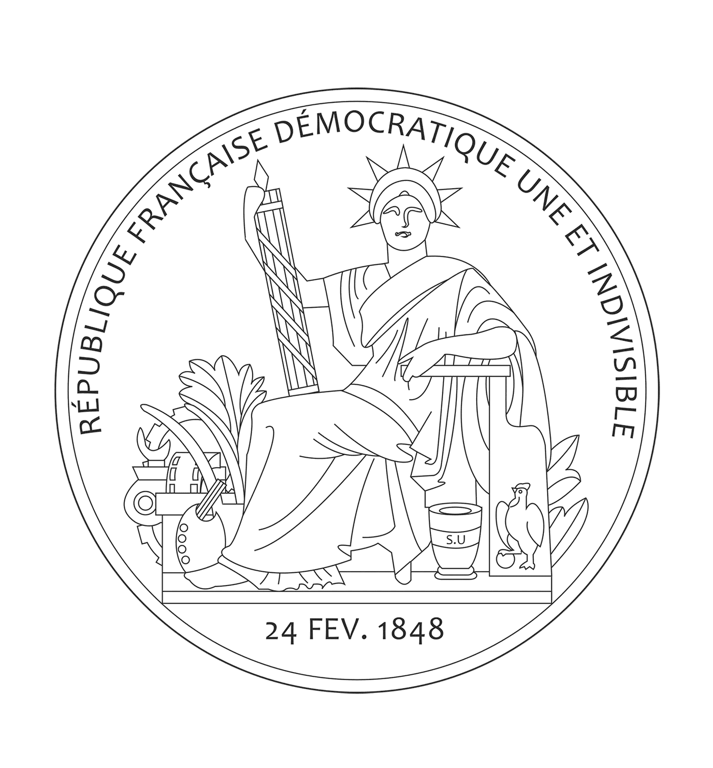 coloriage grand sceau de la republique francaise