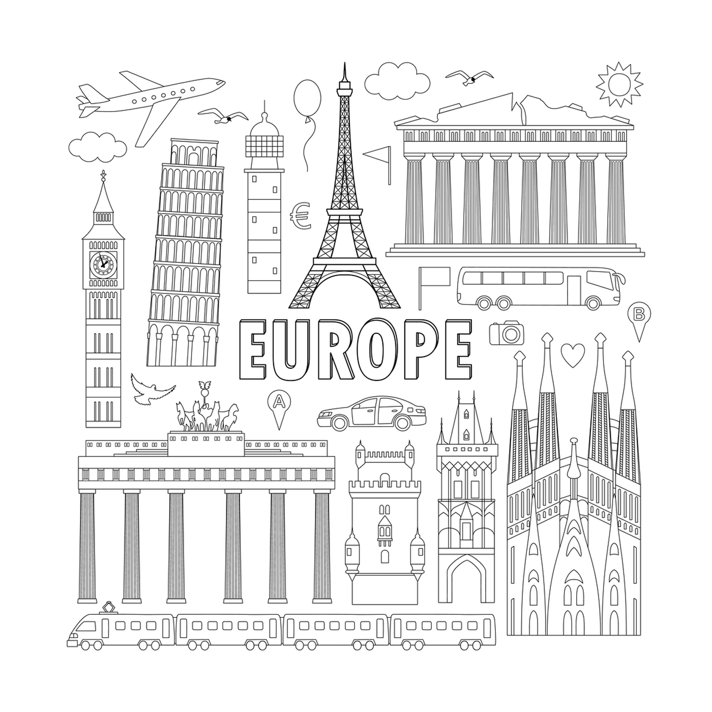 coloriage monuments celebres Europe