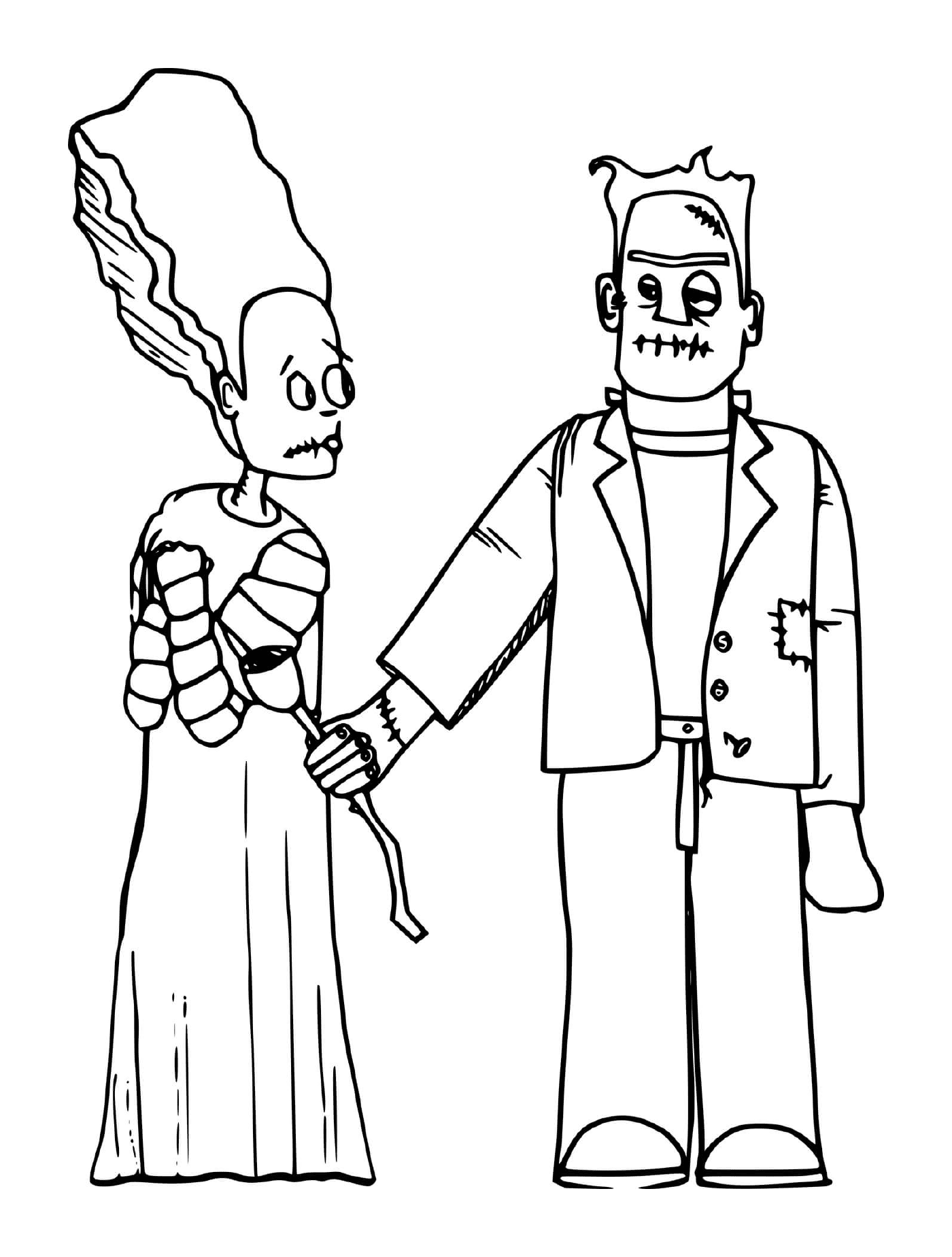 coloriage Frankenstein offre une rose a une femme