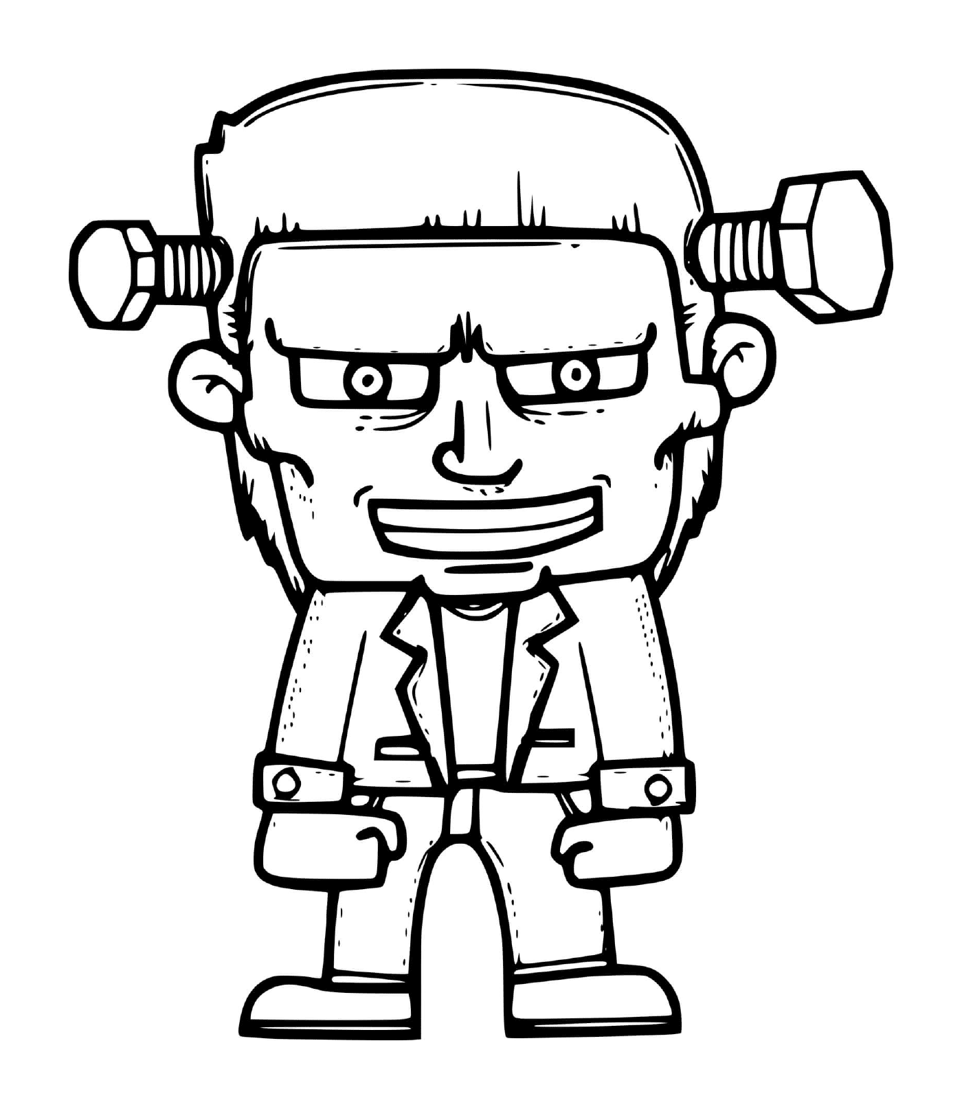 coloriage Cartoon Frankenstein en costume