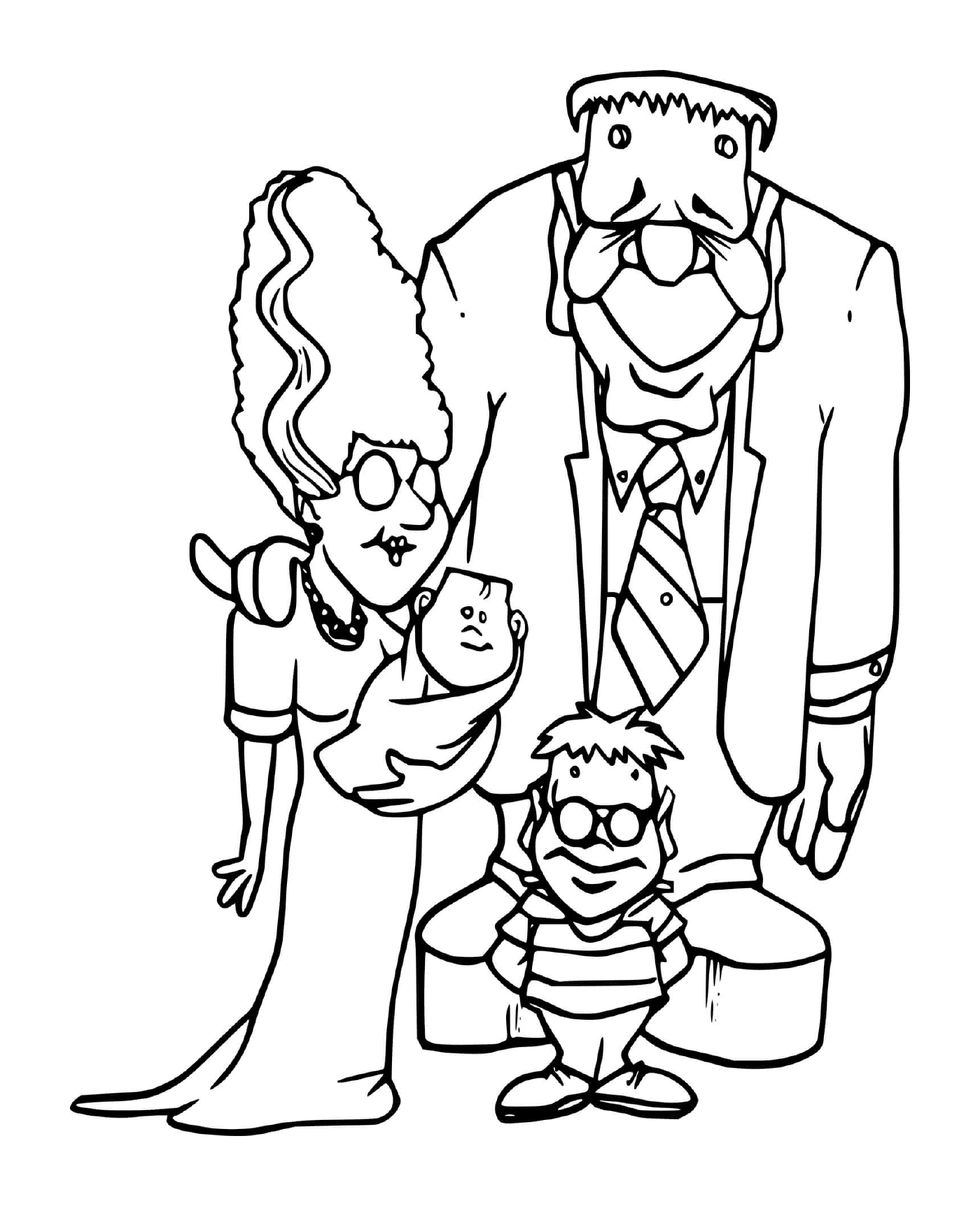 coloriage la famille de Frankenstein
