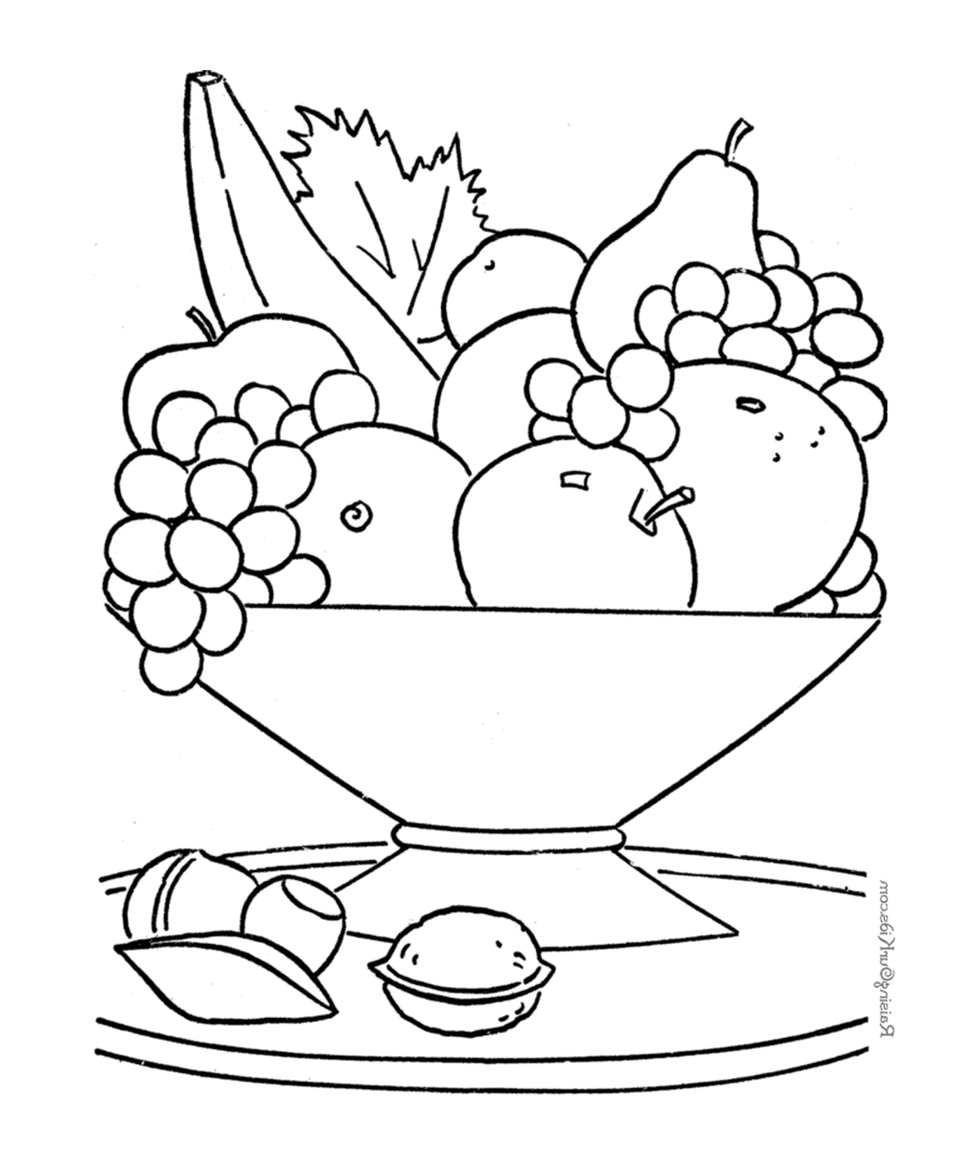 coloriage bol de fruits frais