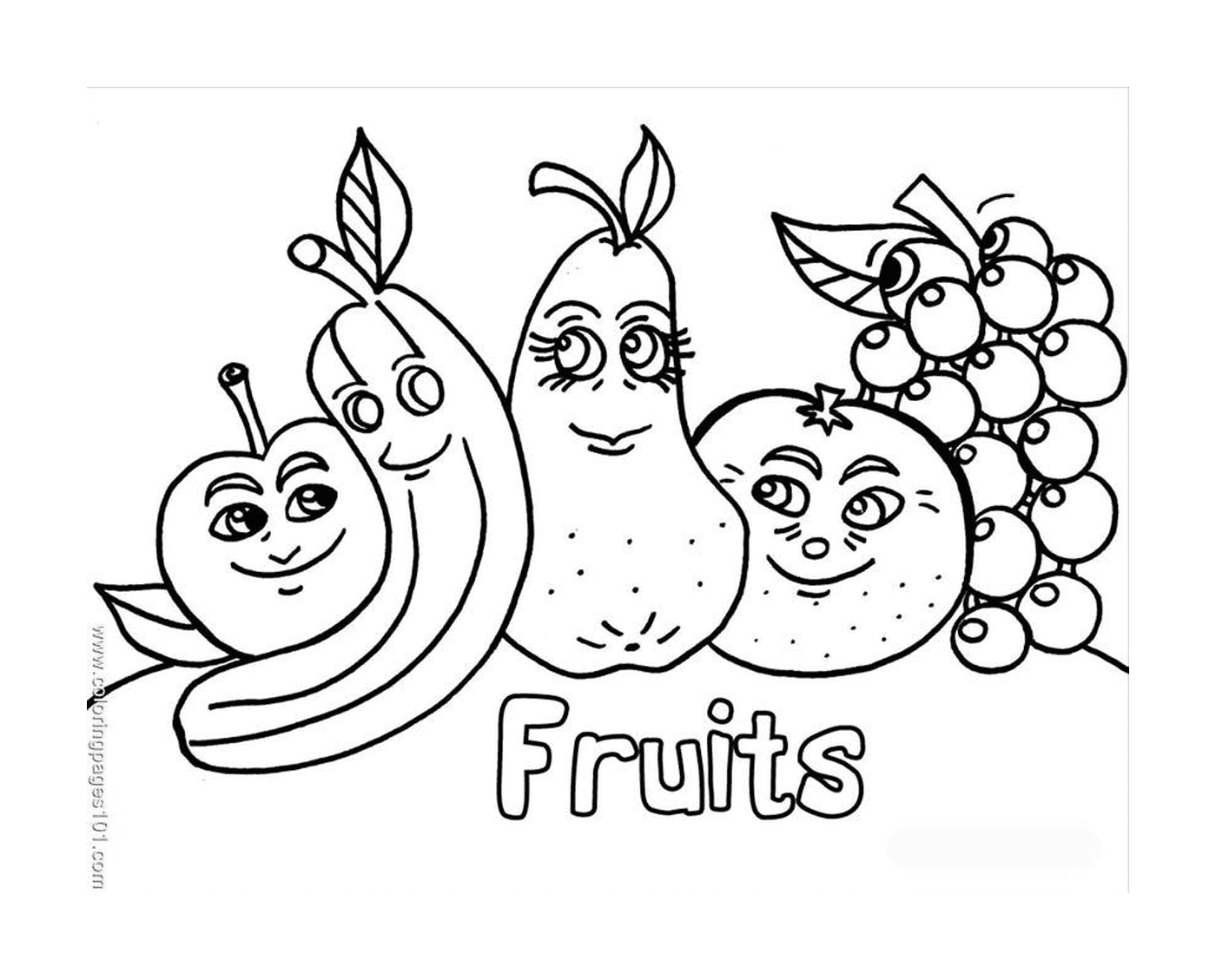 coloriage famille de fruits