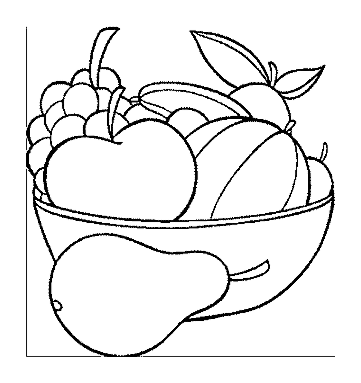 coloriage bol de délicieux fruits