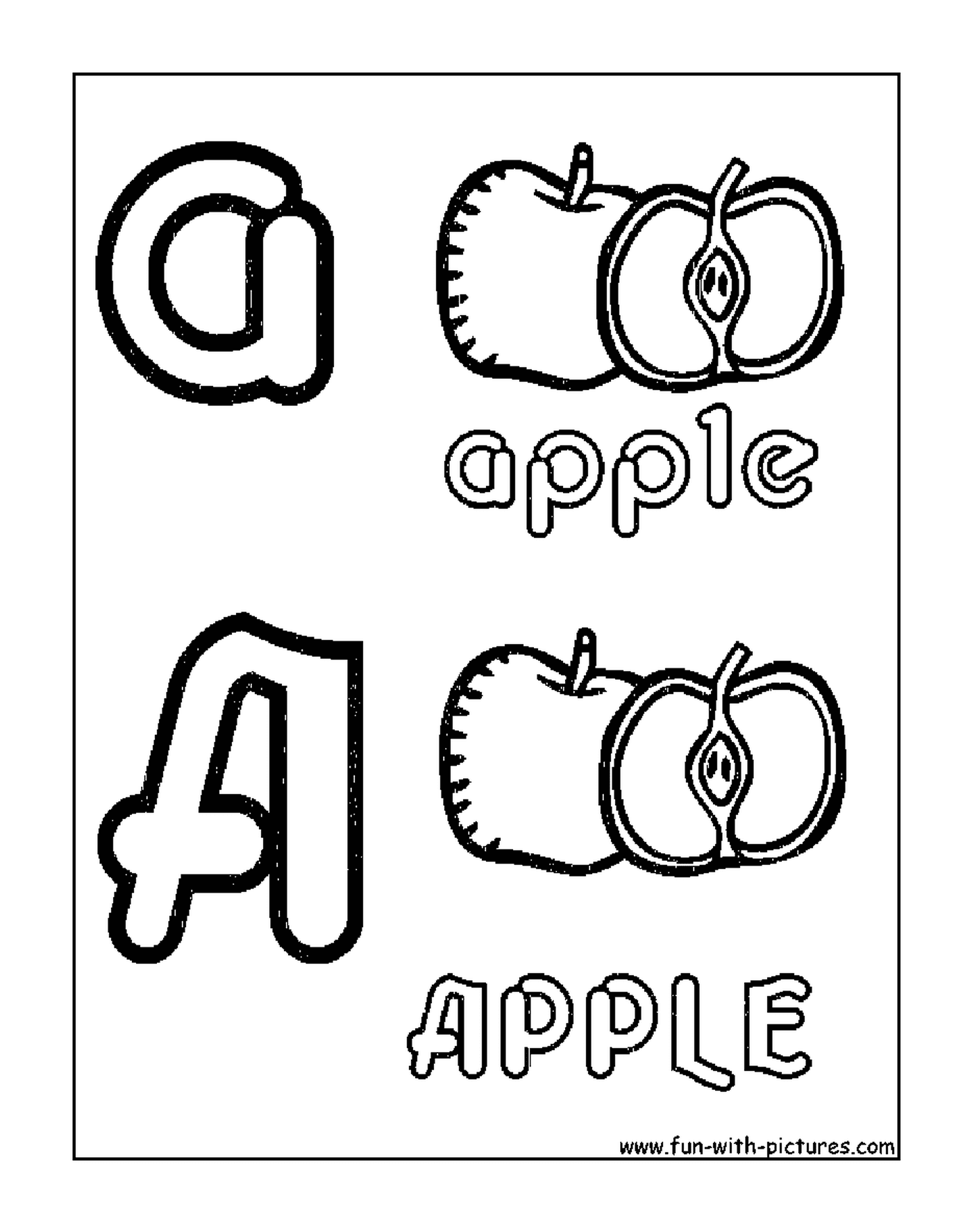 coloriage apple pomme alphabet