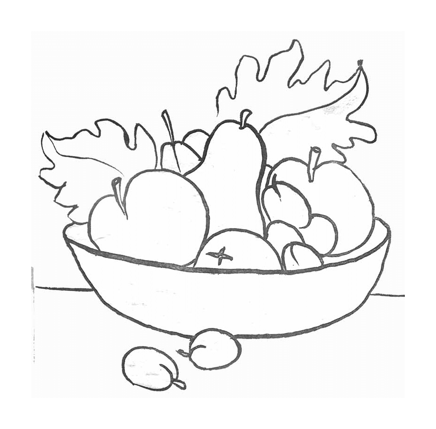 coloriage bol de fruits pommes poires