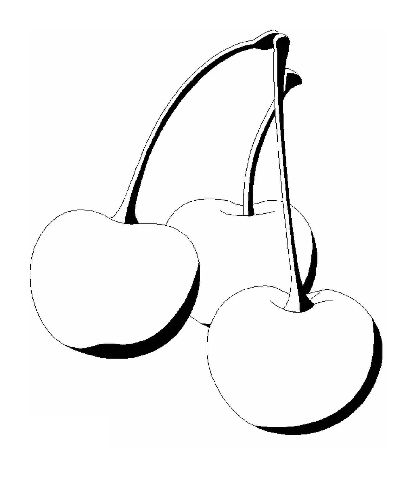 coloriage fruits dessin de trois cerises