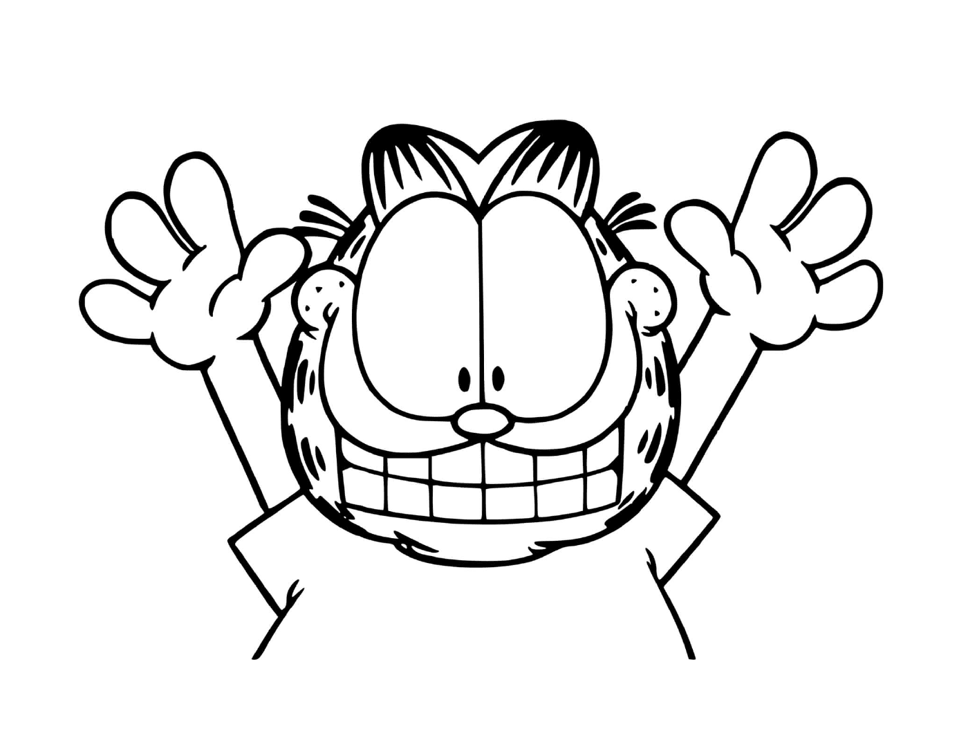 coloriage Garfield est tout joyeux chat