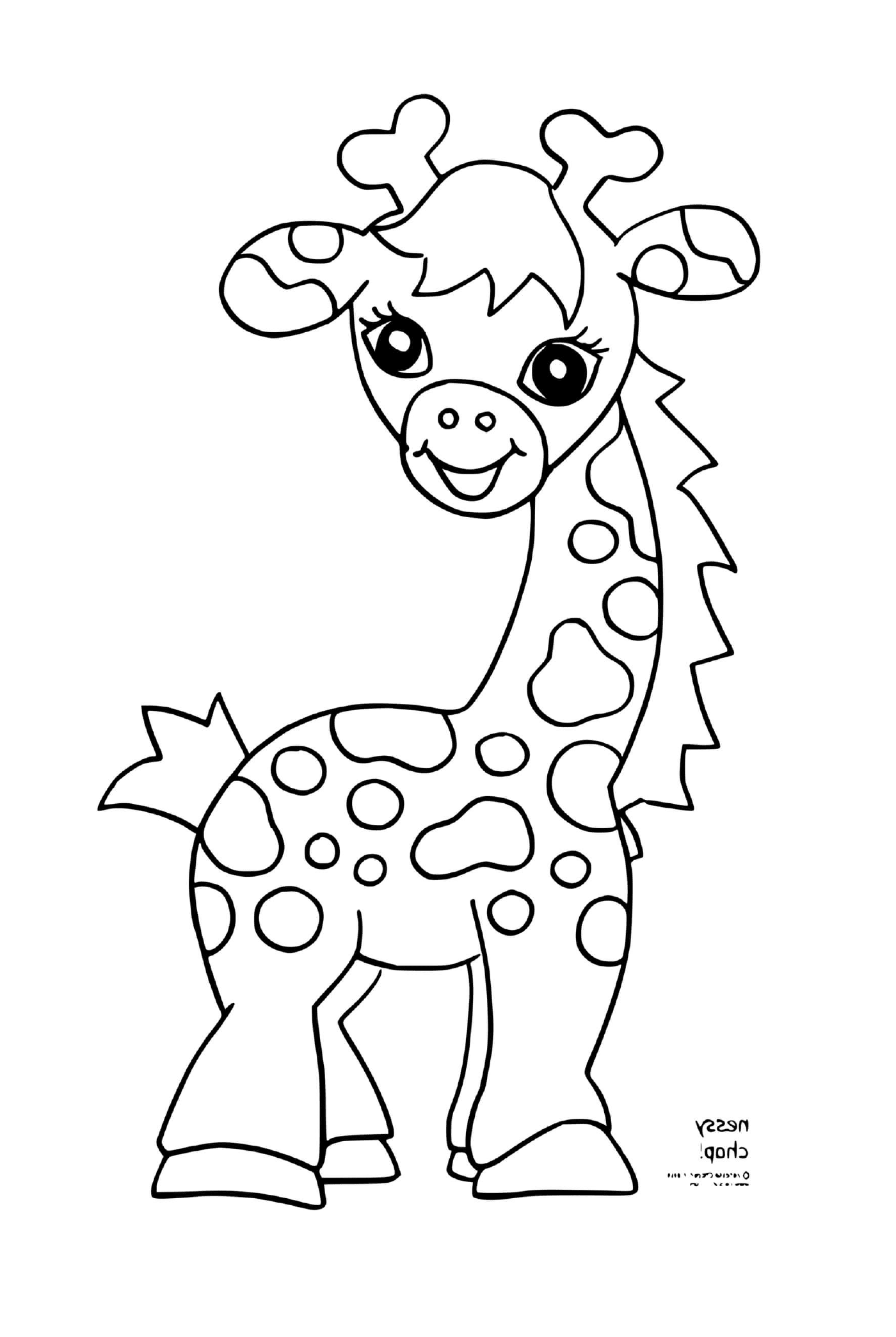 coloriage girafe souriante avec de jolie yeux