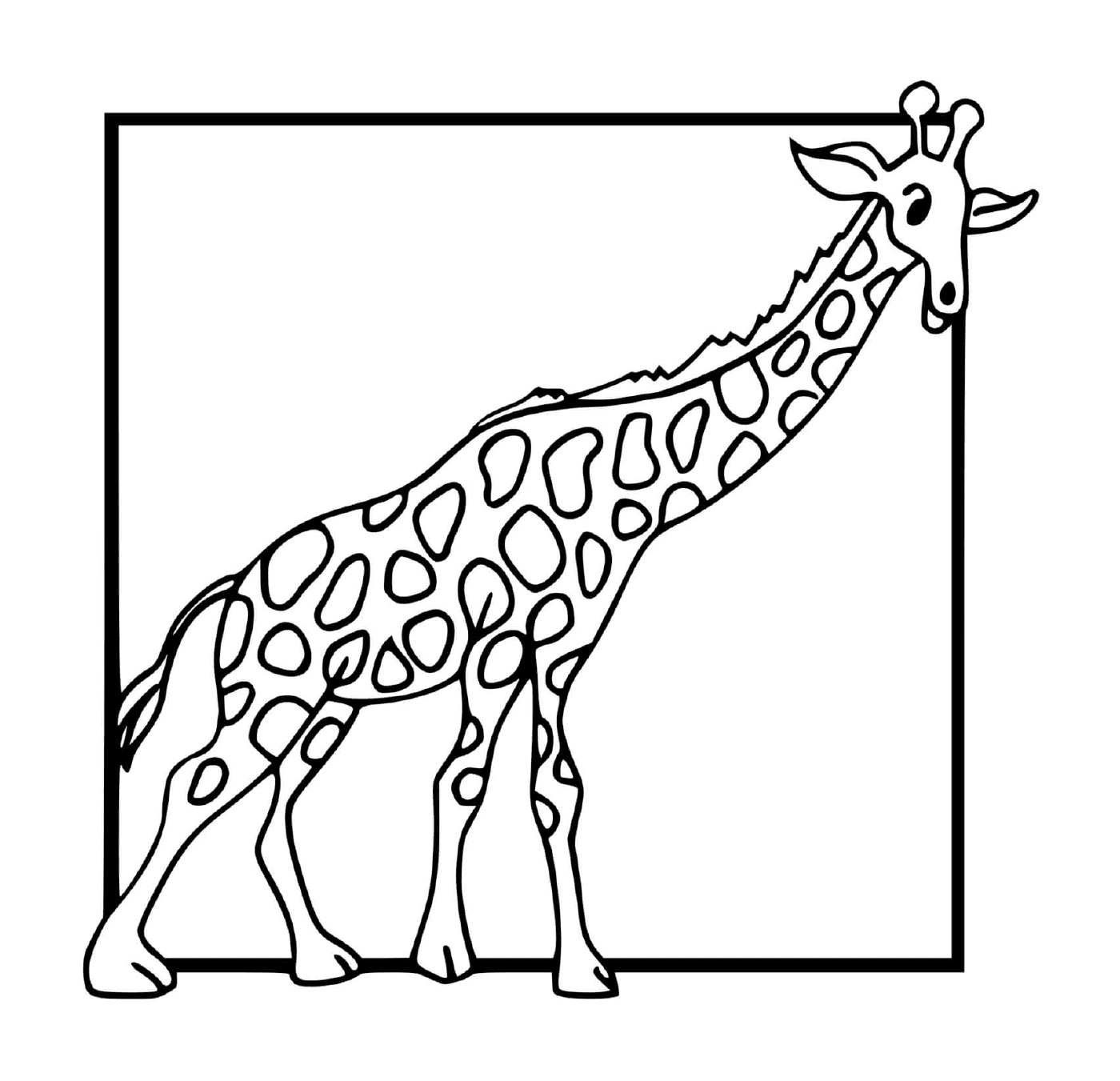coloriage girafe dans un cadre