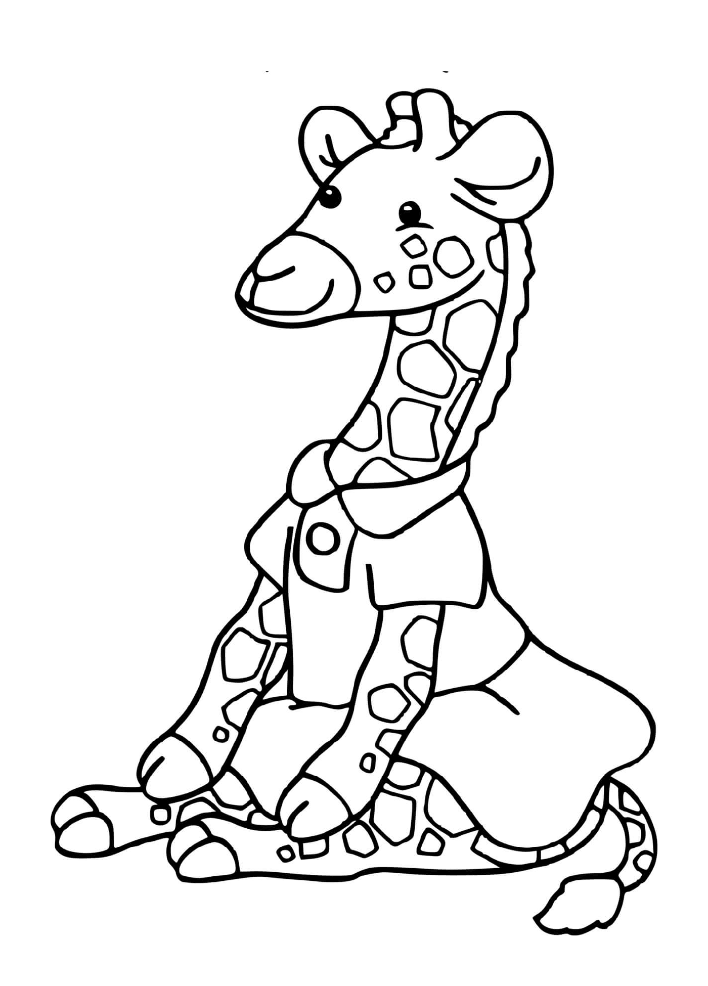 coloriage girafe assise