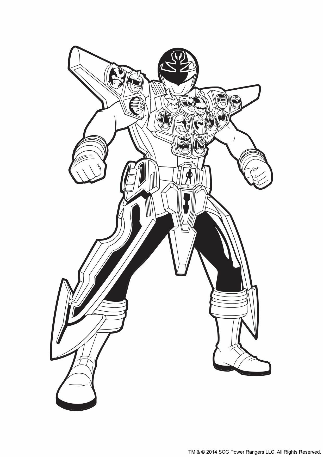 coloriage Power Rangers Argent en Armure