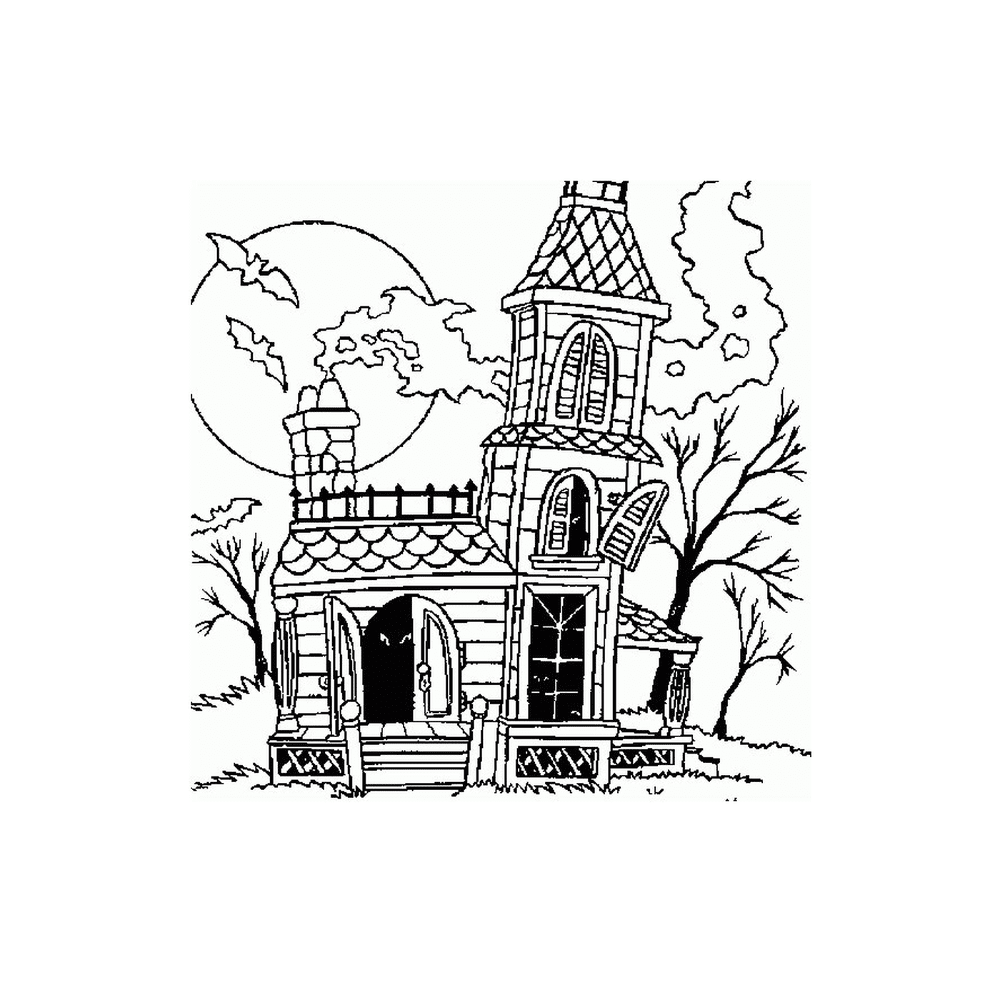 coloriage halloween maison