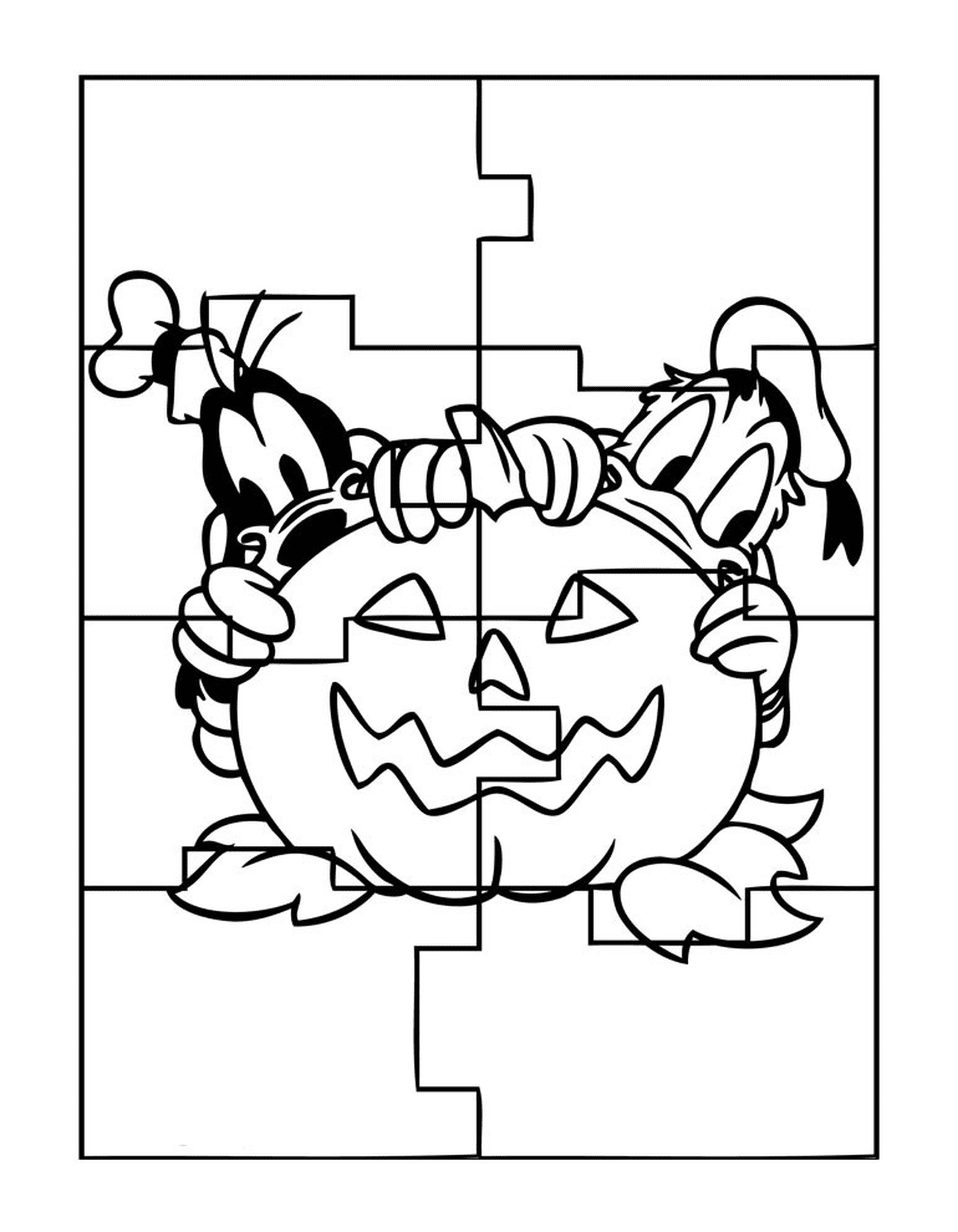 coloriage halloween en puzzle