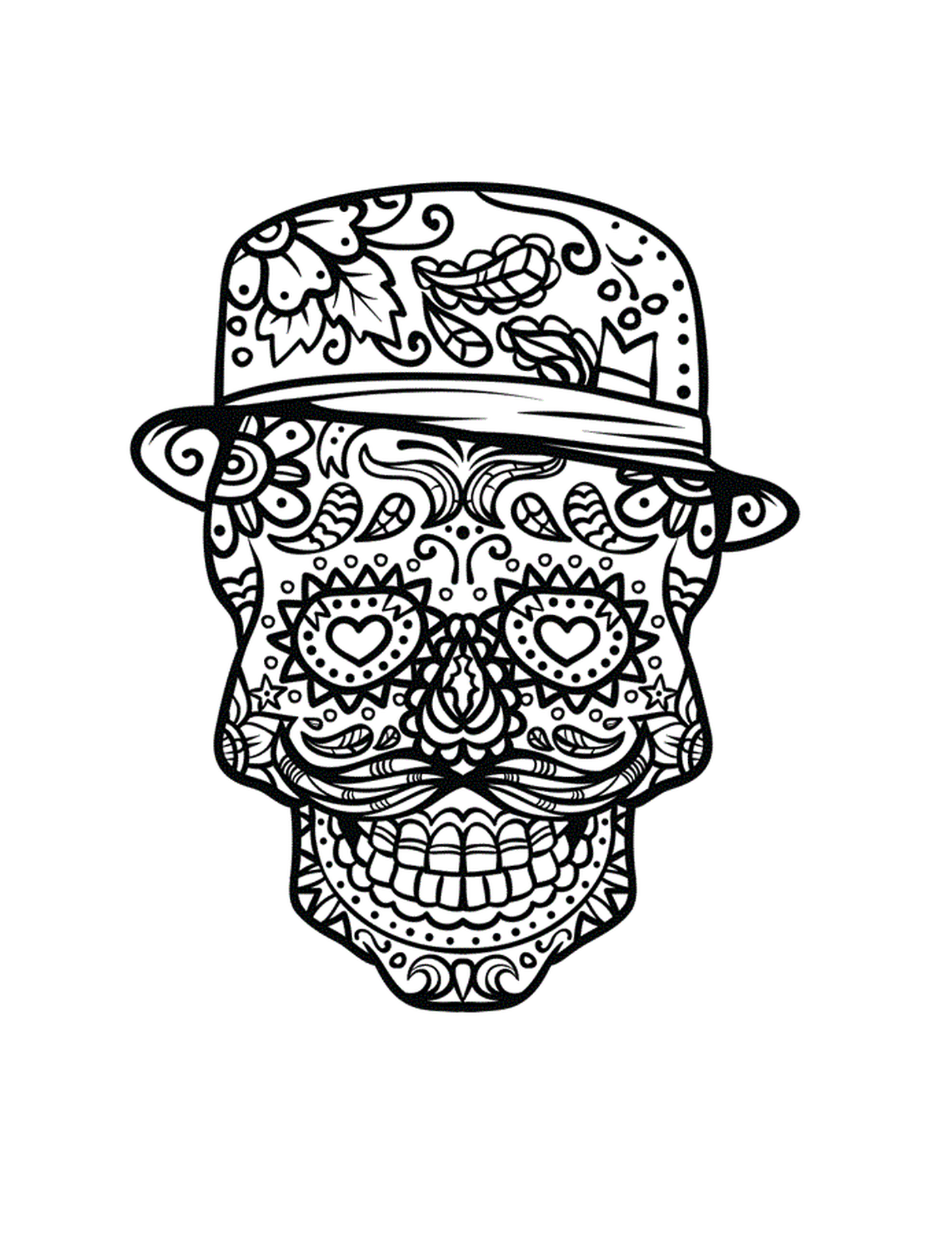coloriage squelette halloween chapeau