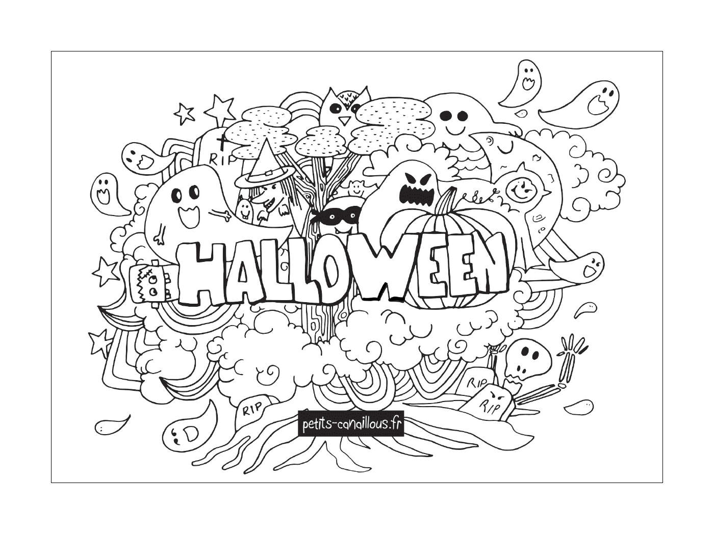 coloriage halloween doodle
