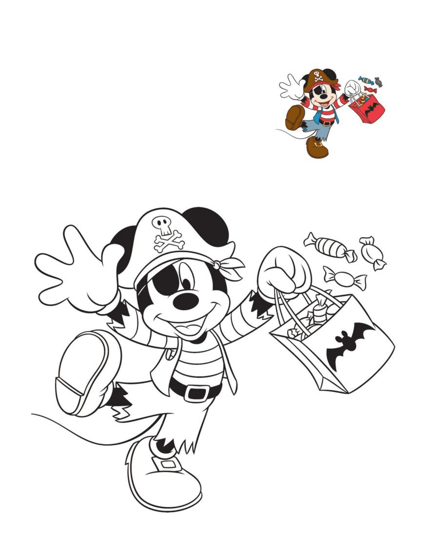 coloriage halloween disney mickey mouse pirate