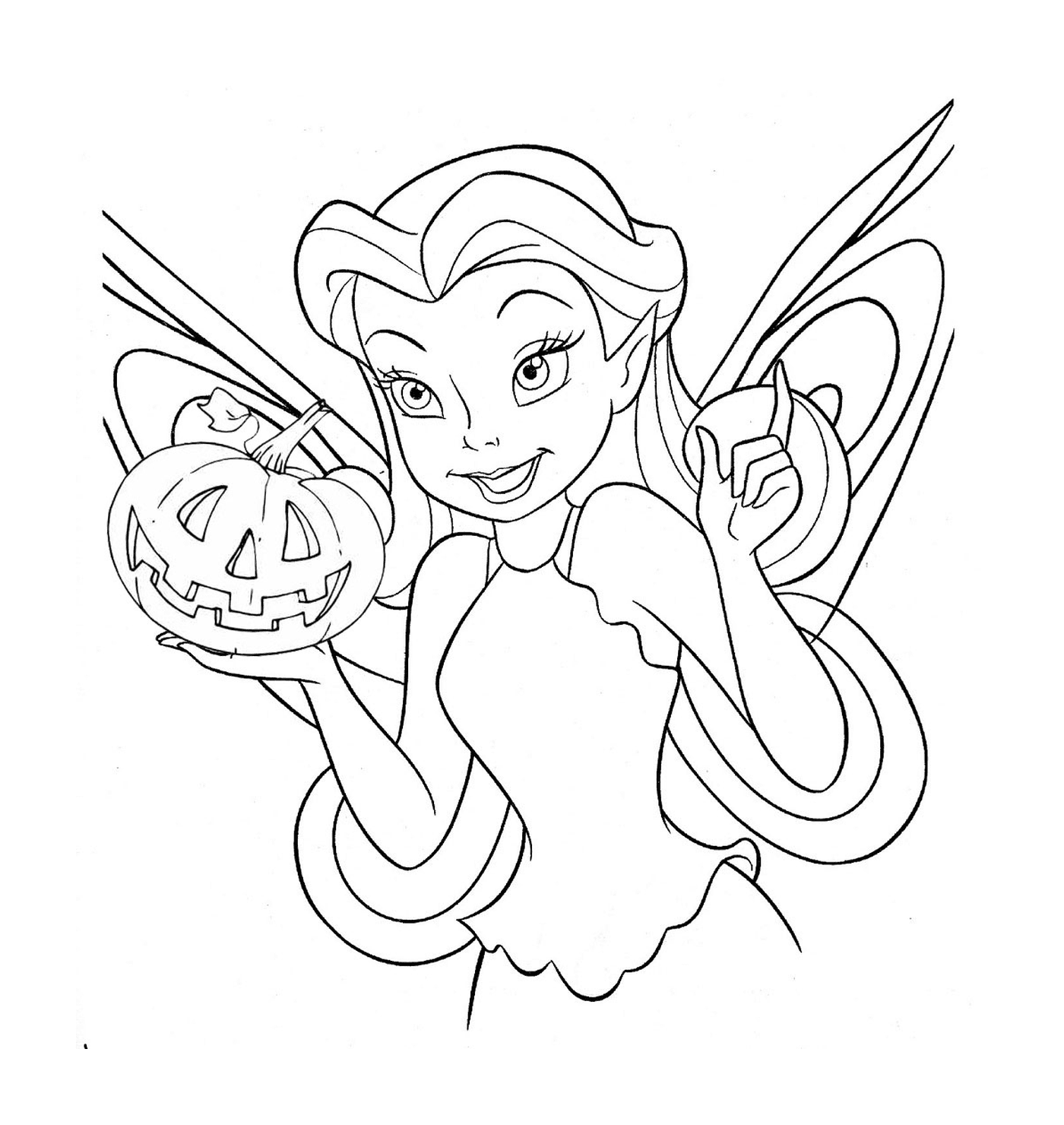 coloriage Disney Halloween Princesse avec une citrouille