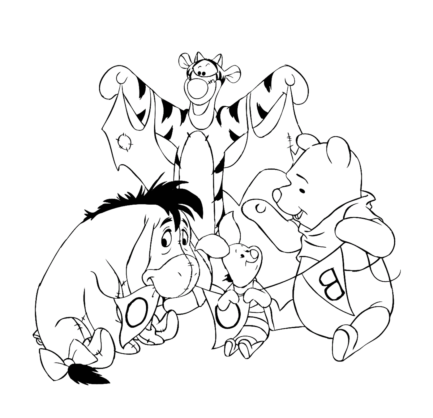 coloriage pooh friends halloween from disney