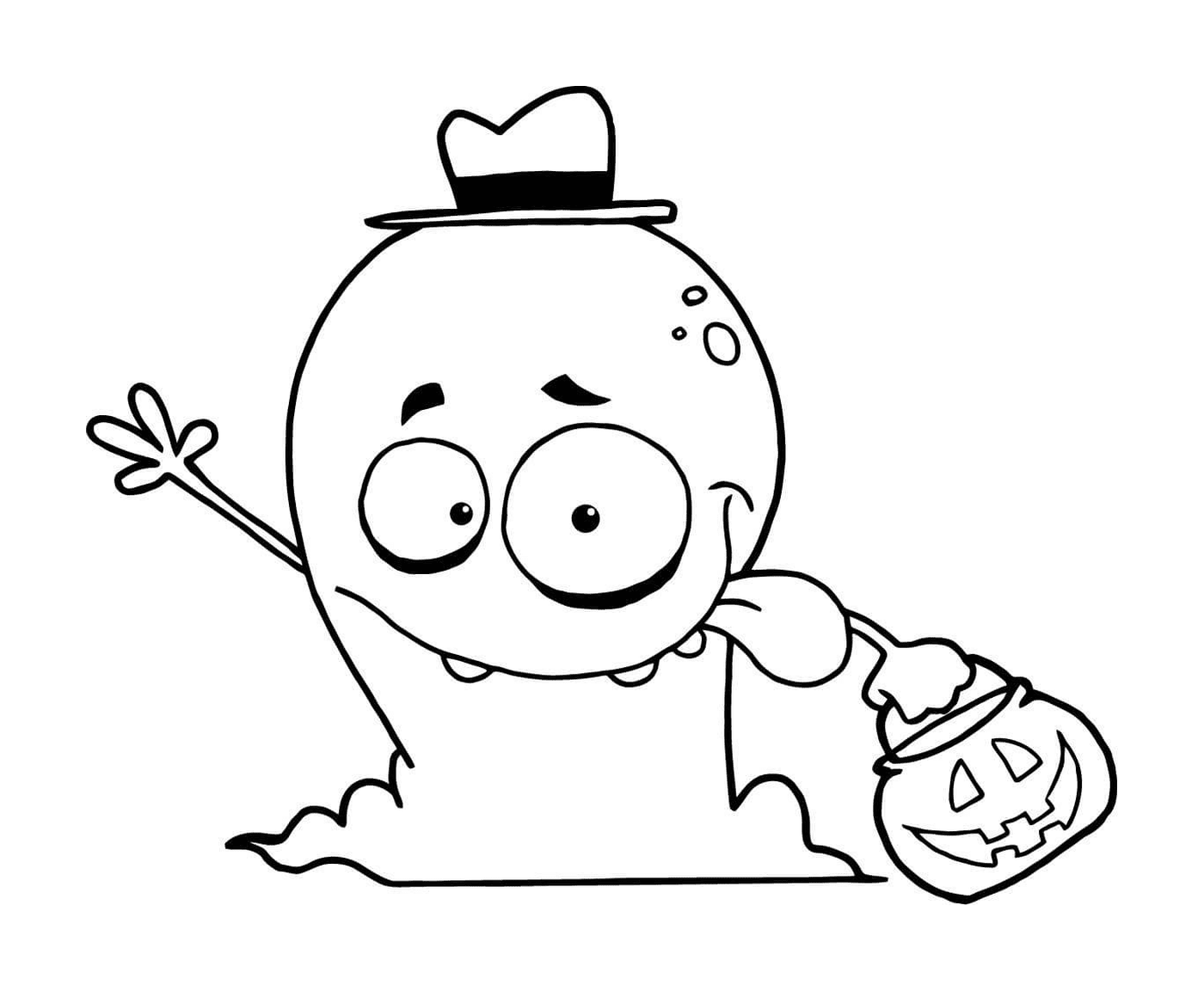 coloriage goofy fantome halloween avec des bonbons