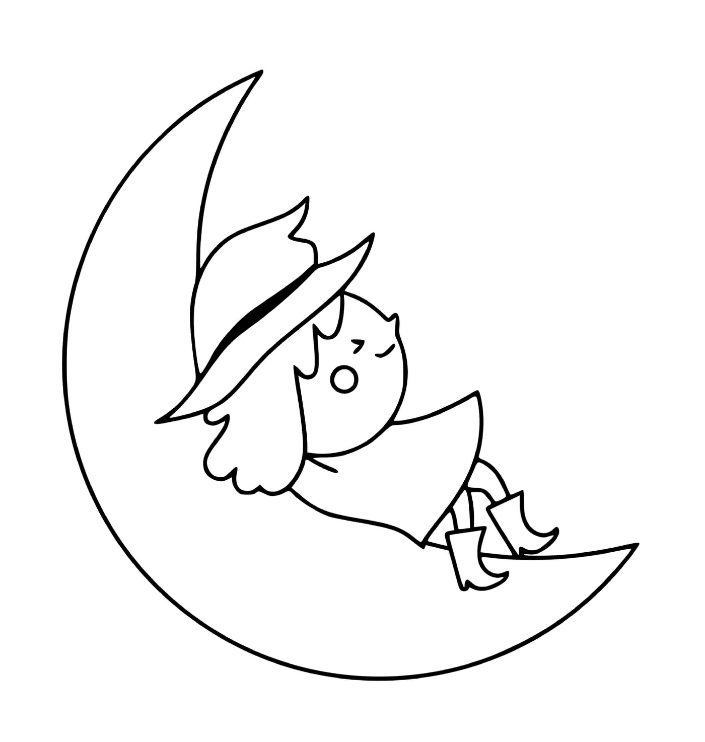 sorciere se repose sur la lune