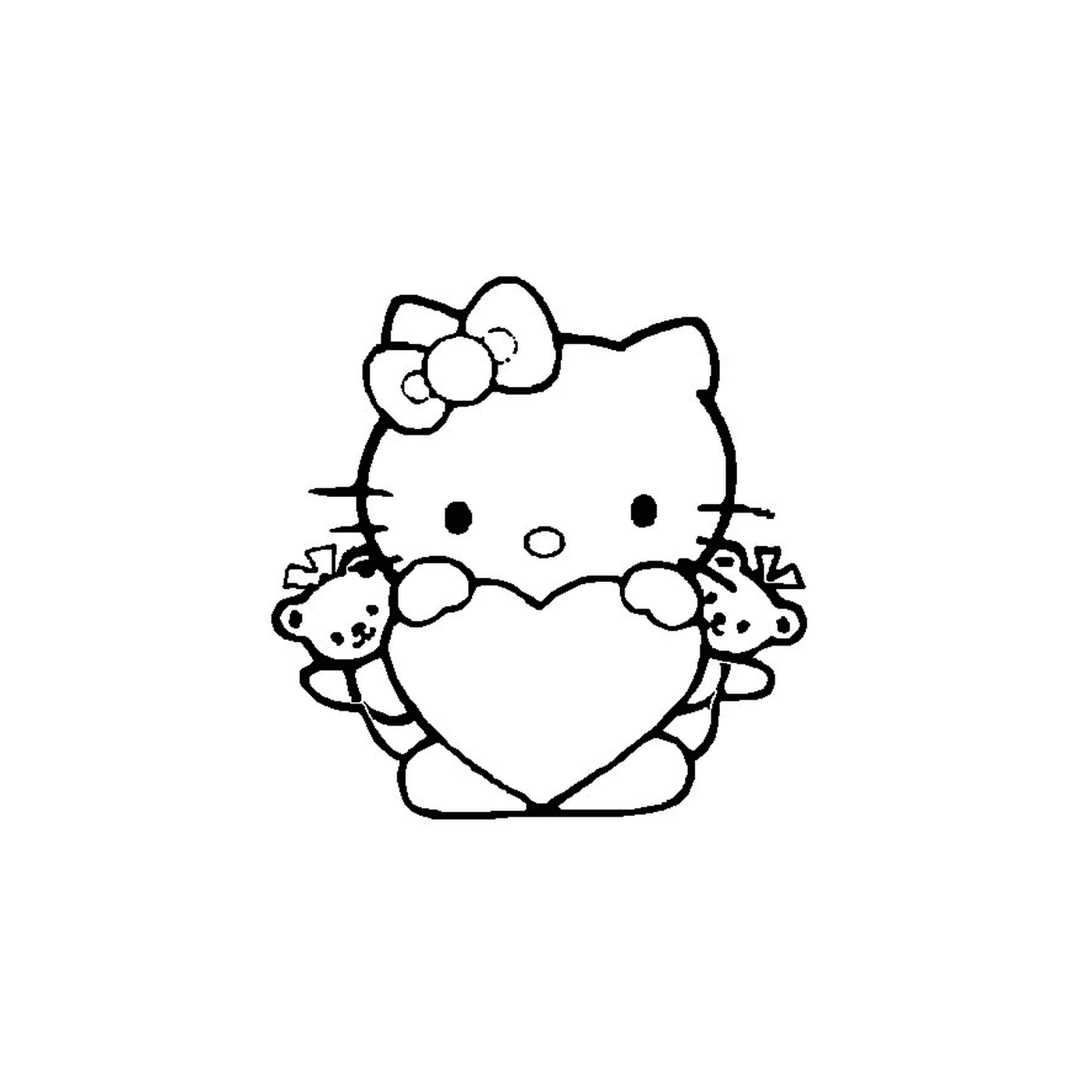 coloriage hello kitty avec un coeur