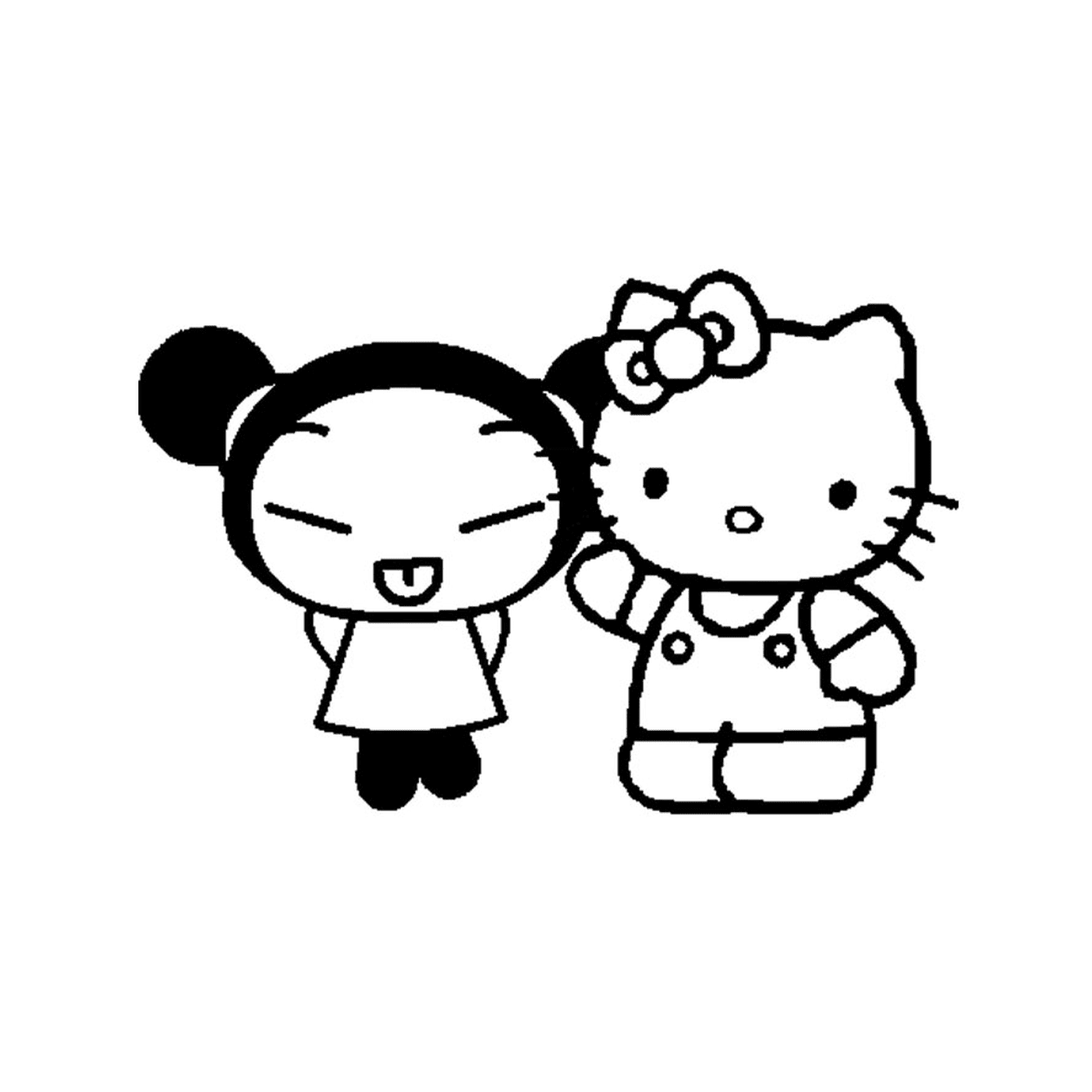 coloriage pucca et hello kitty