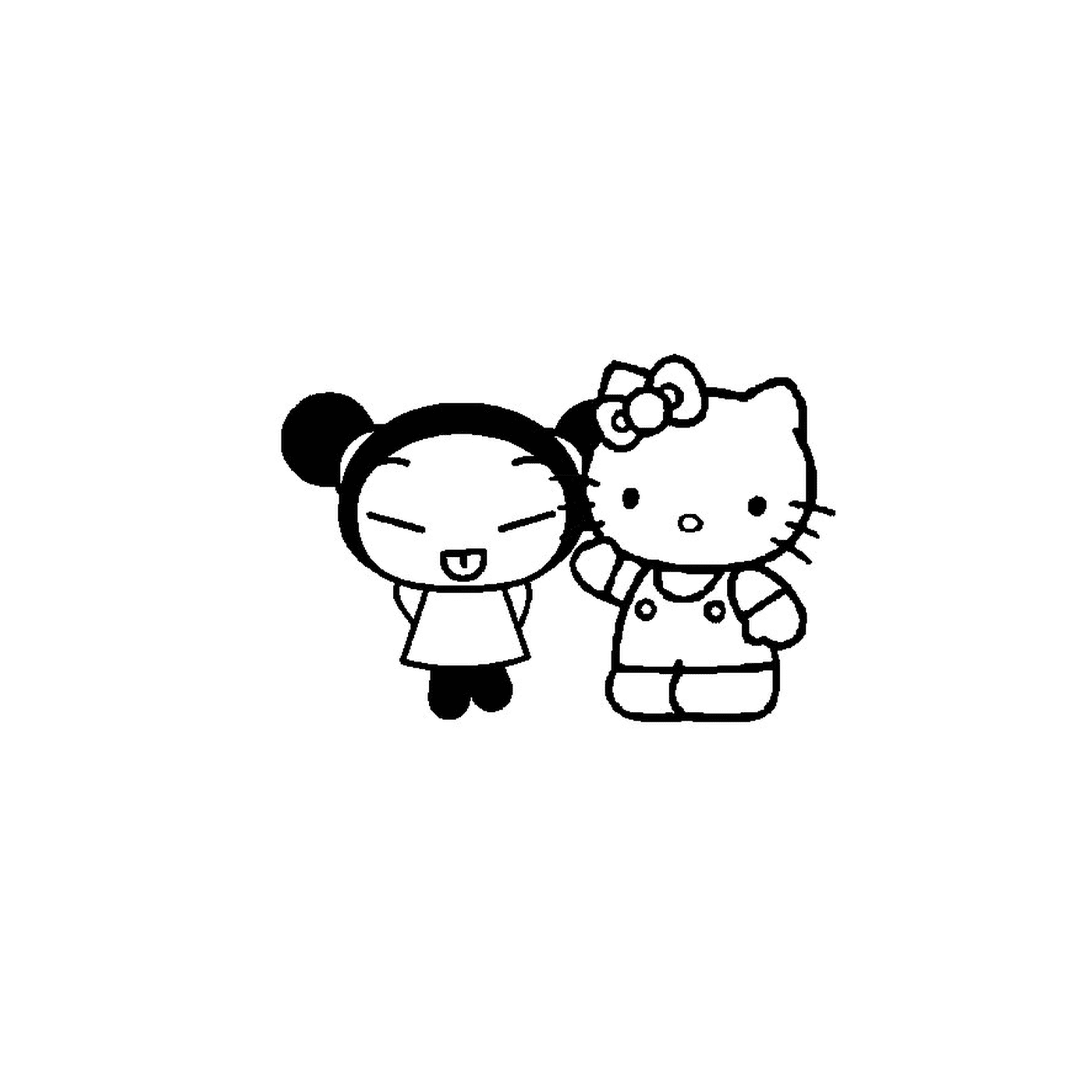 coloriage hello kitty et pucca