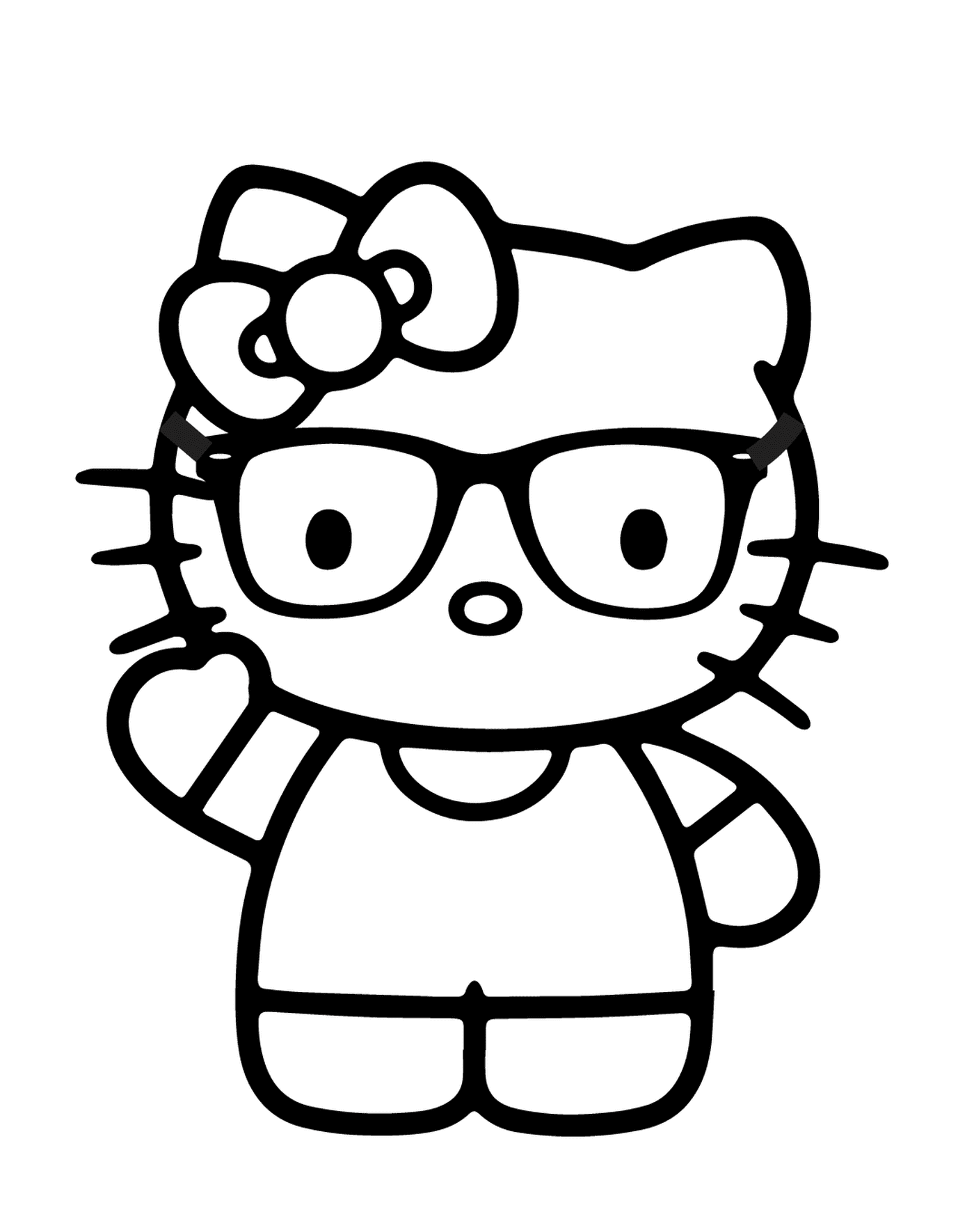 coloriage hello kitty avec des lunettes