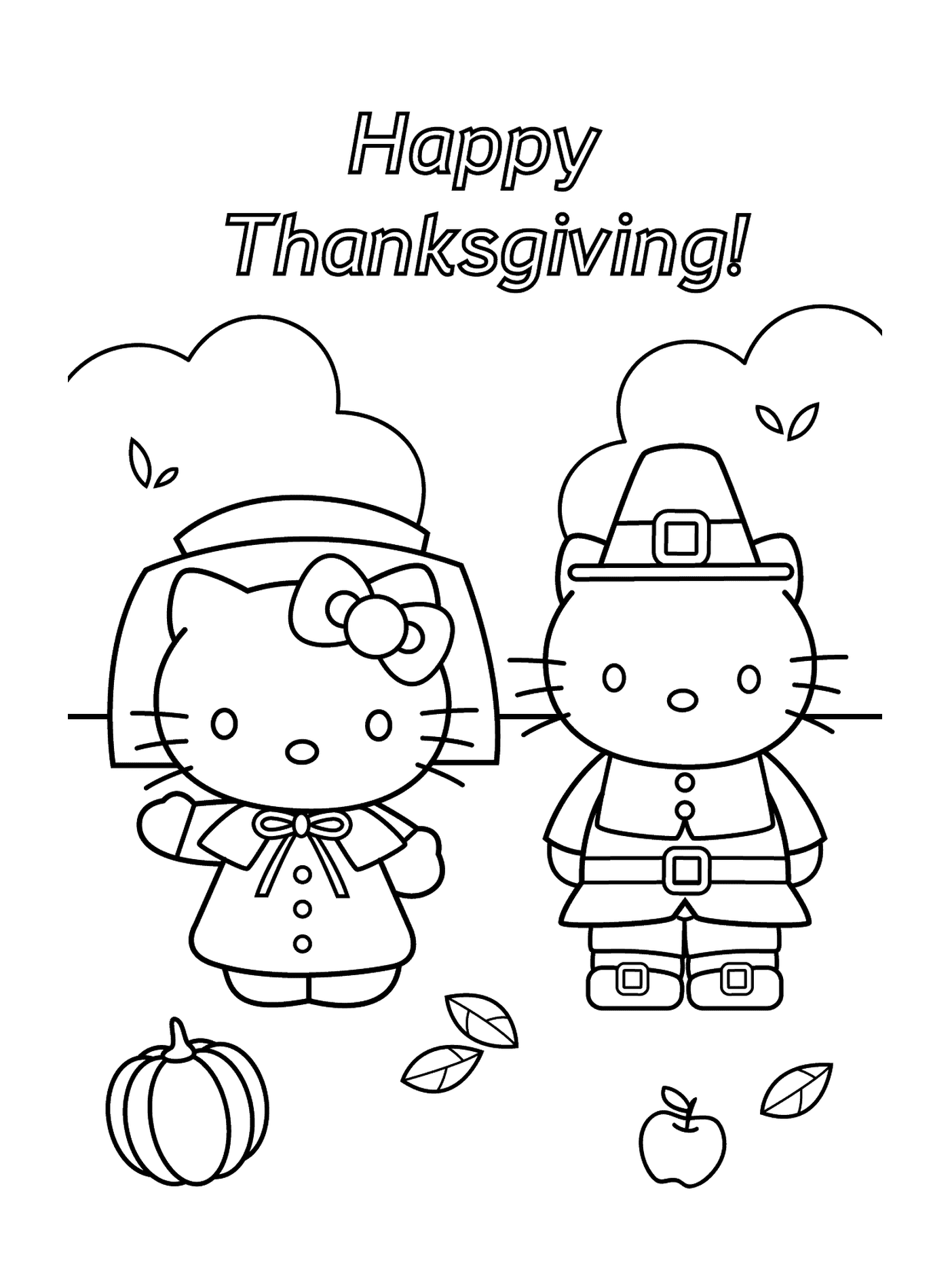 coloriage hello kitty joyeuse Thanksgivings thanksgiving