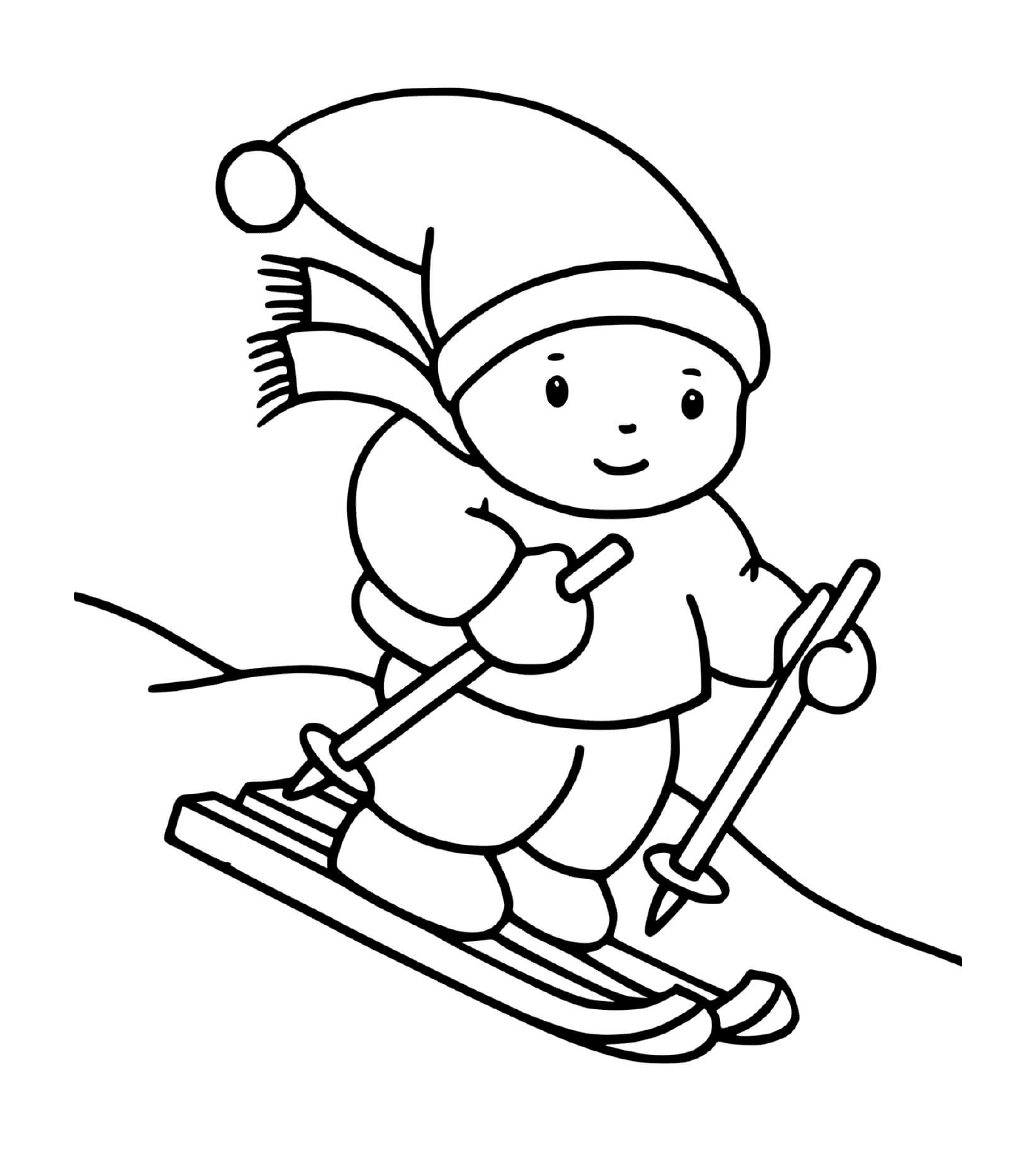 coloriage un enfant fait du ski sport dhiver