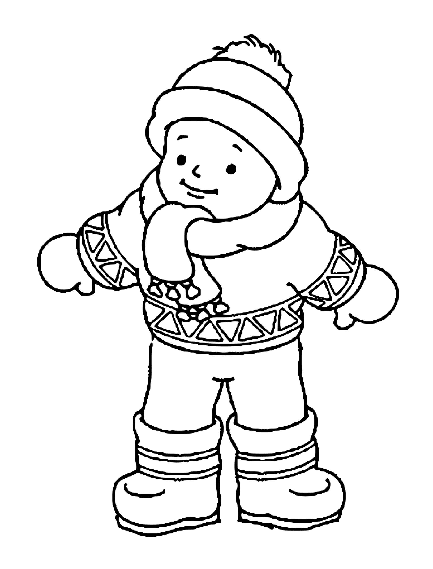 coloriage garcon en habits d hiver
