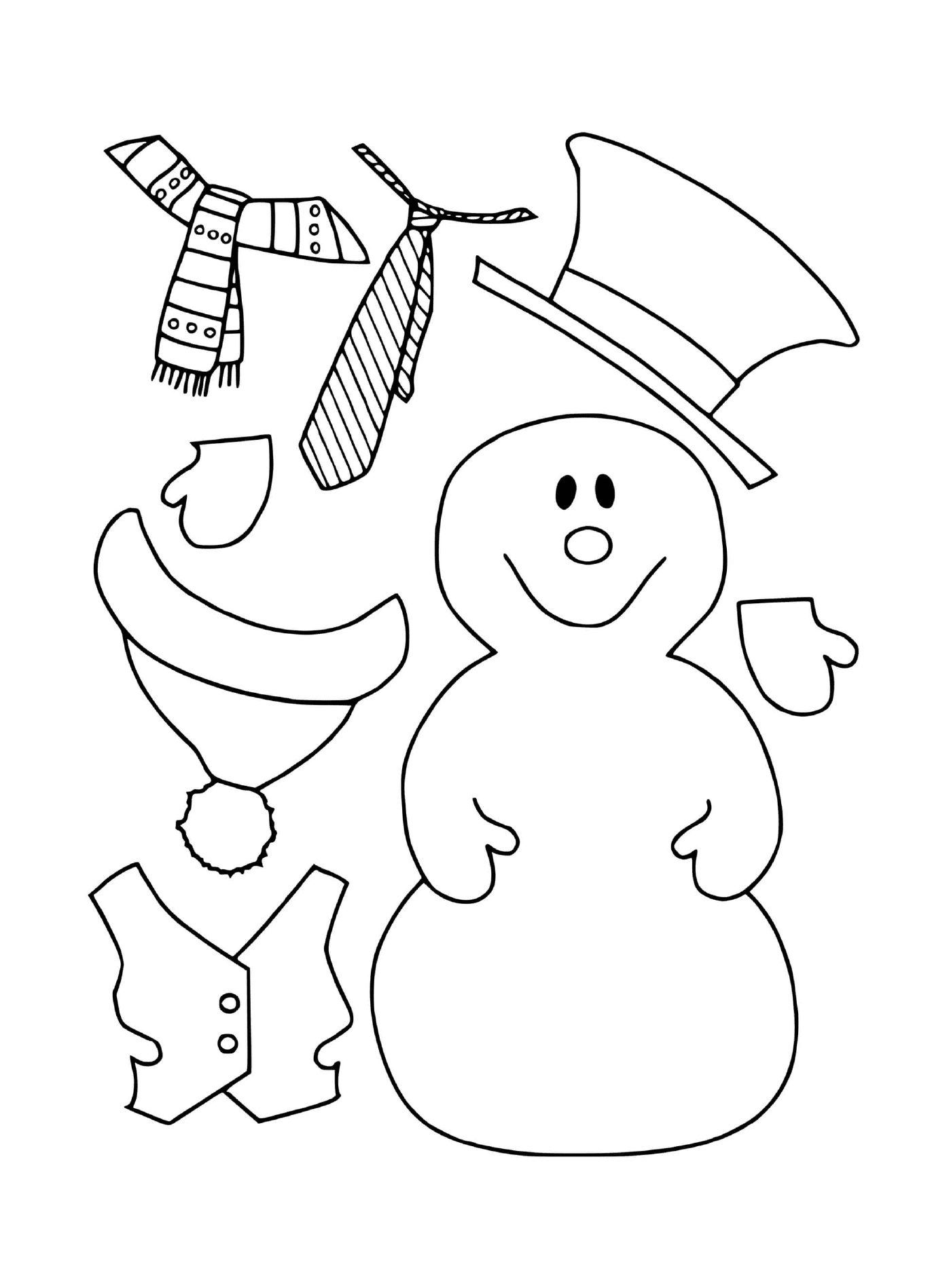 coloriage dessin hiver maternelle bonhomme de neige avec ses habits