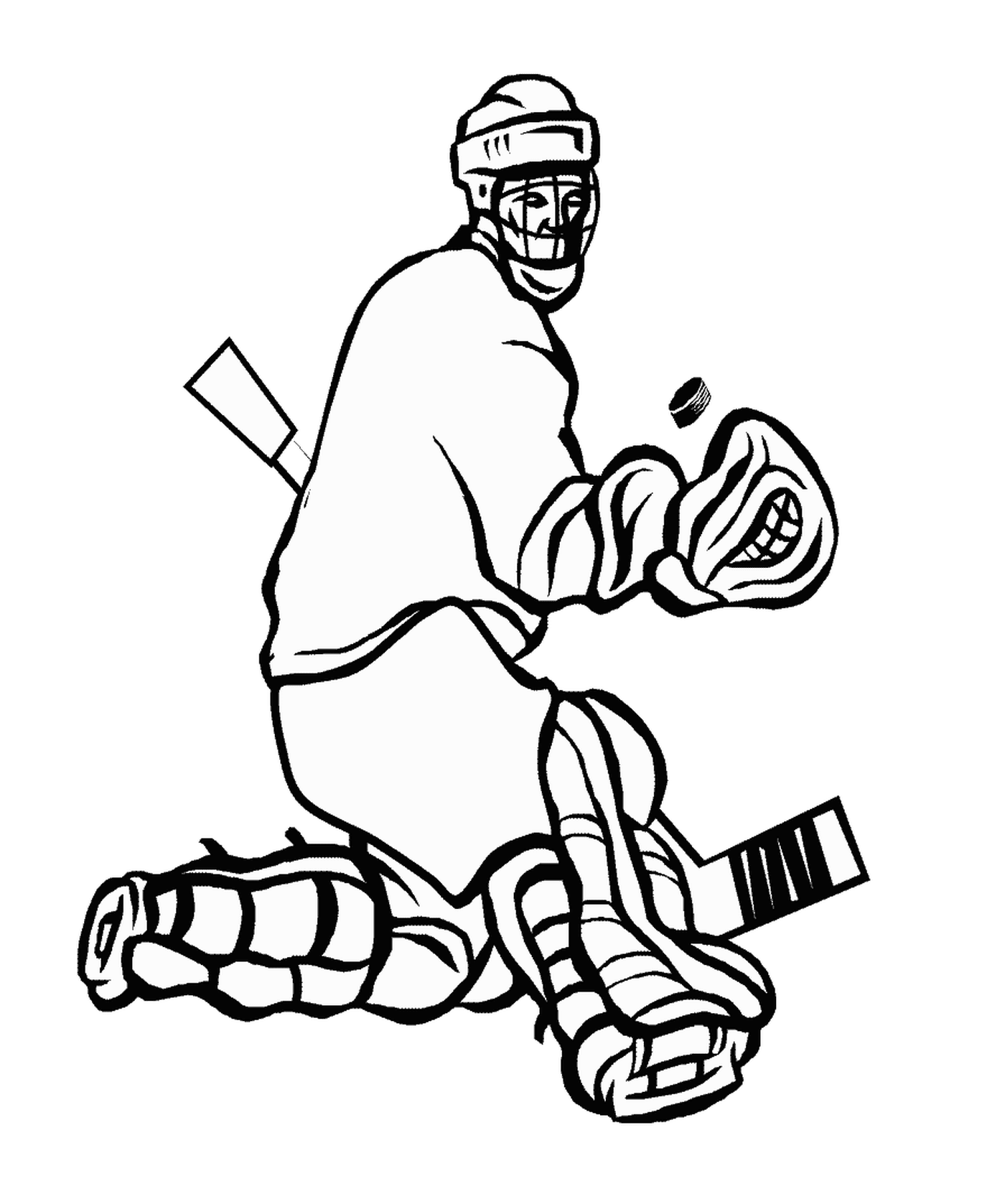 coloriage arret du gardien de hockey