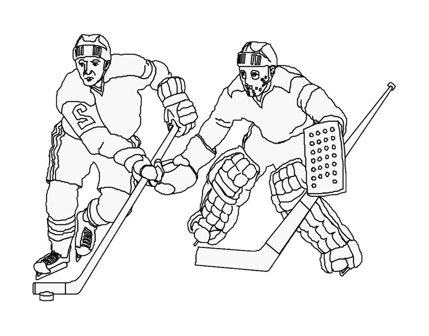 coloriage deux joueurs de hockey
