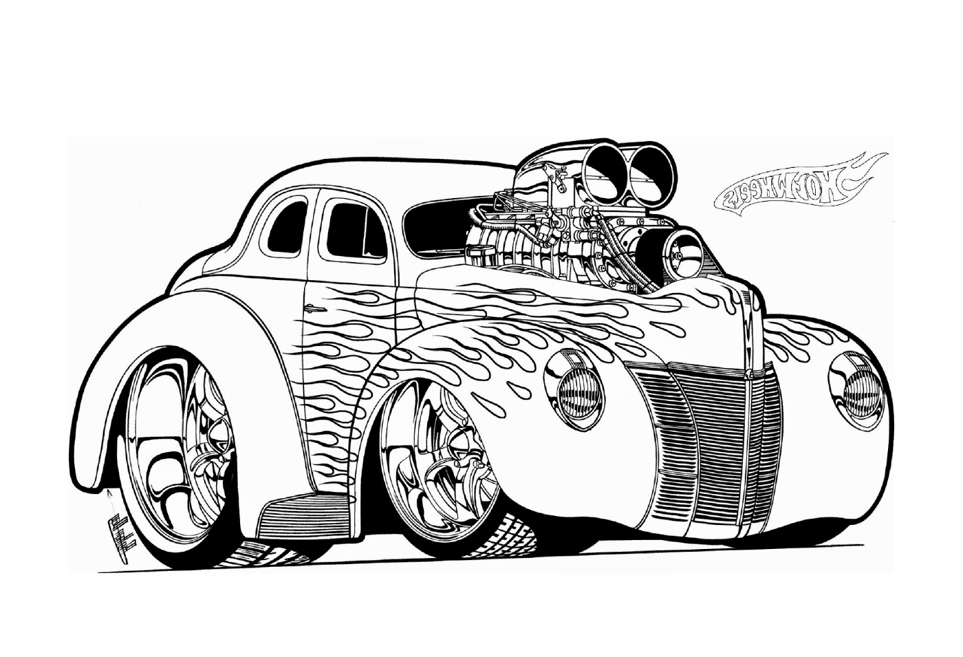 coloriage hot wheels hot rod