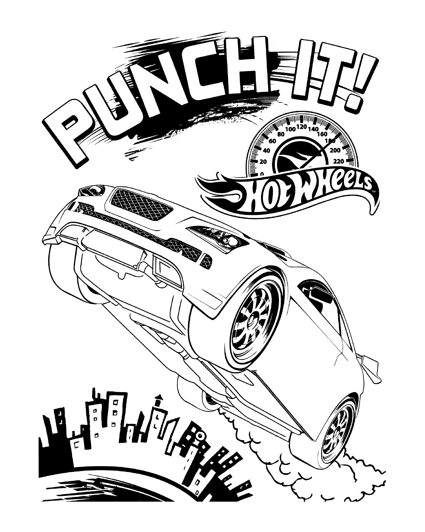 coloriage Hot Wheels Punch It
