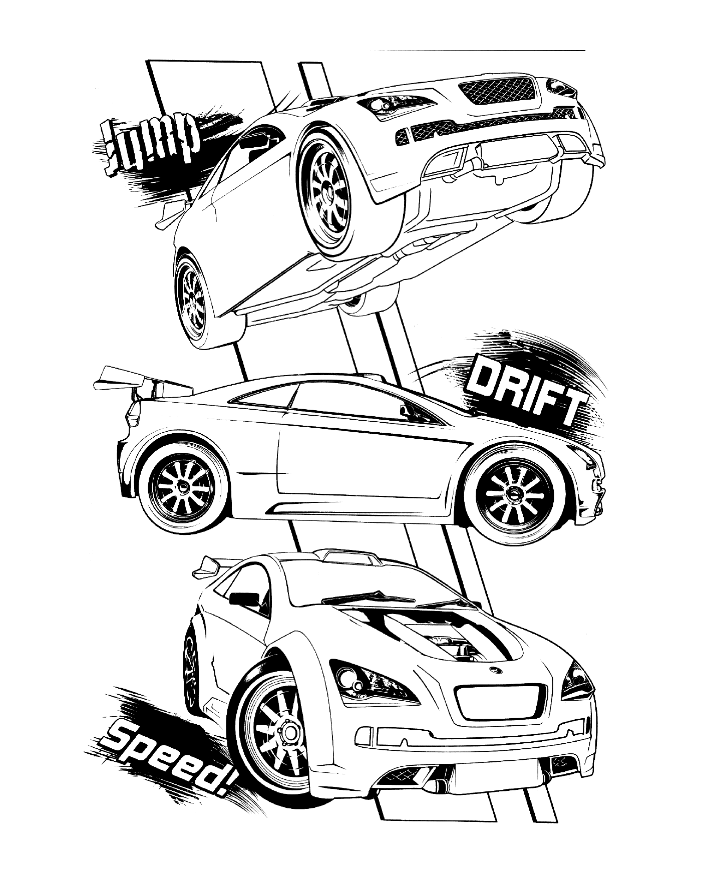 coloriage Jump Drift vitesse with Hotwheels voiture