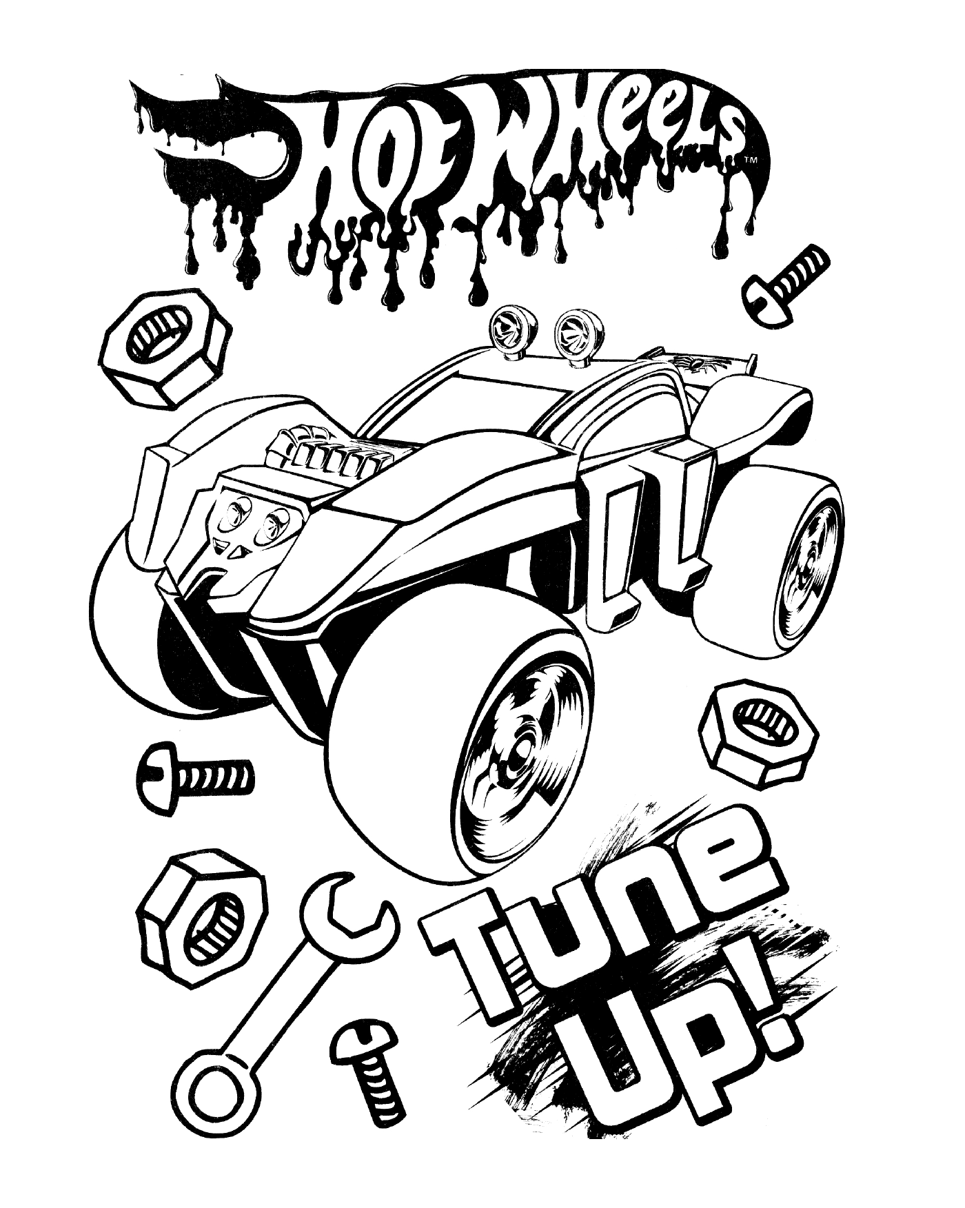coloriage hot wheels tune up