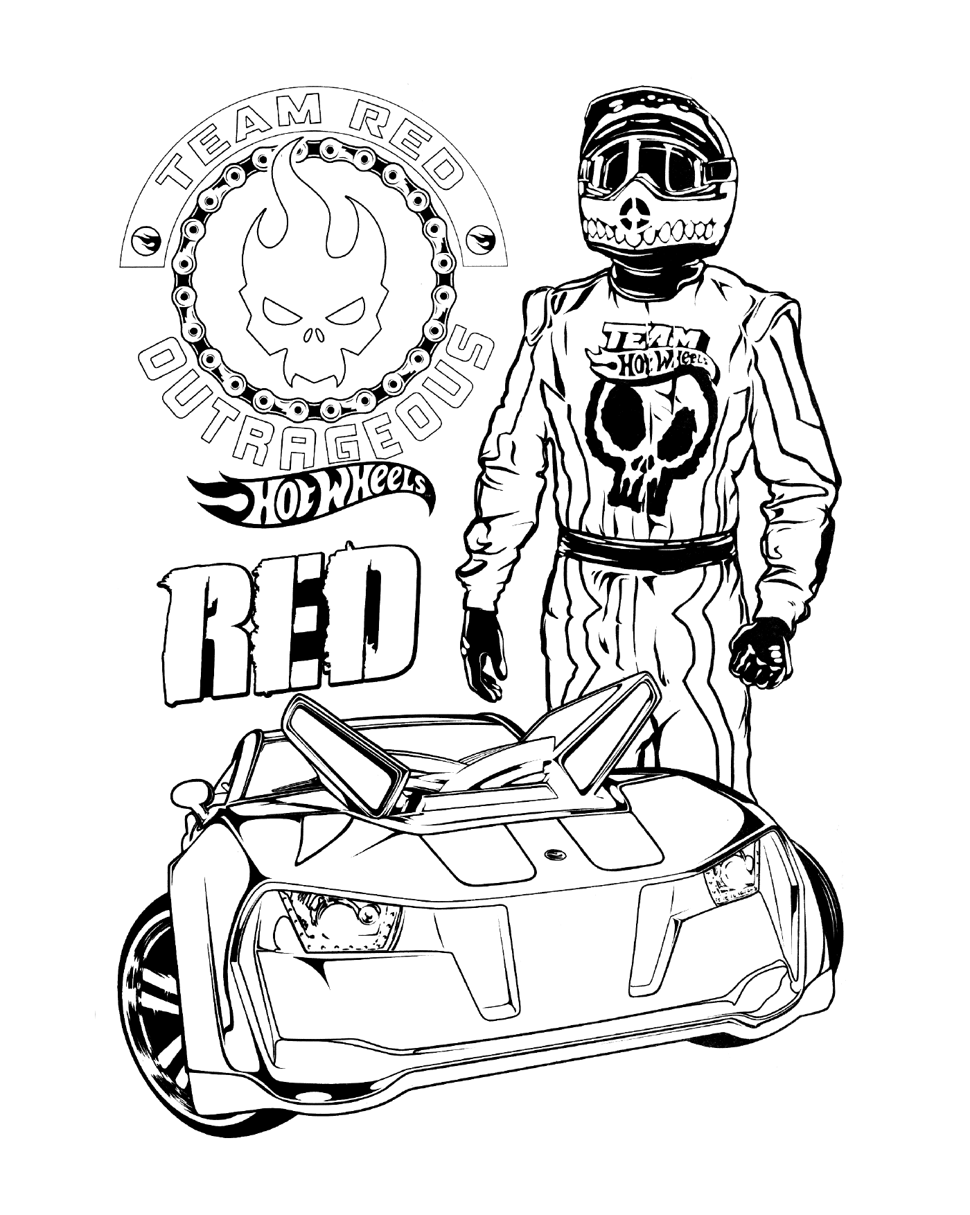 coloriage Team Hot Wheels Red voiture rapide