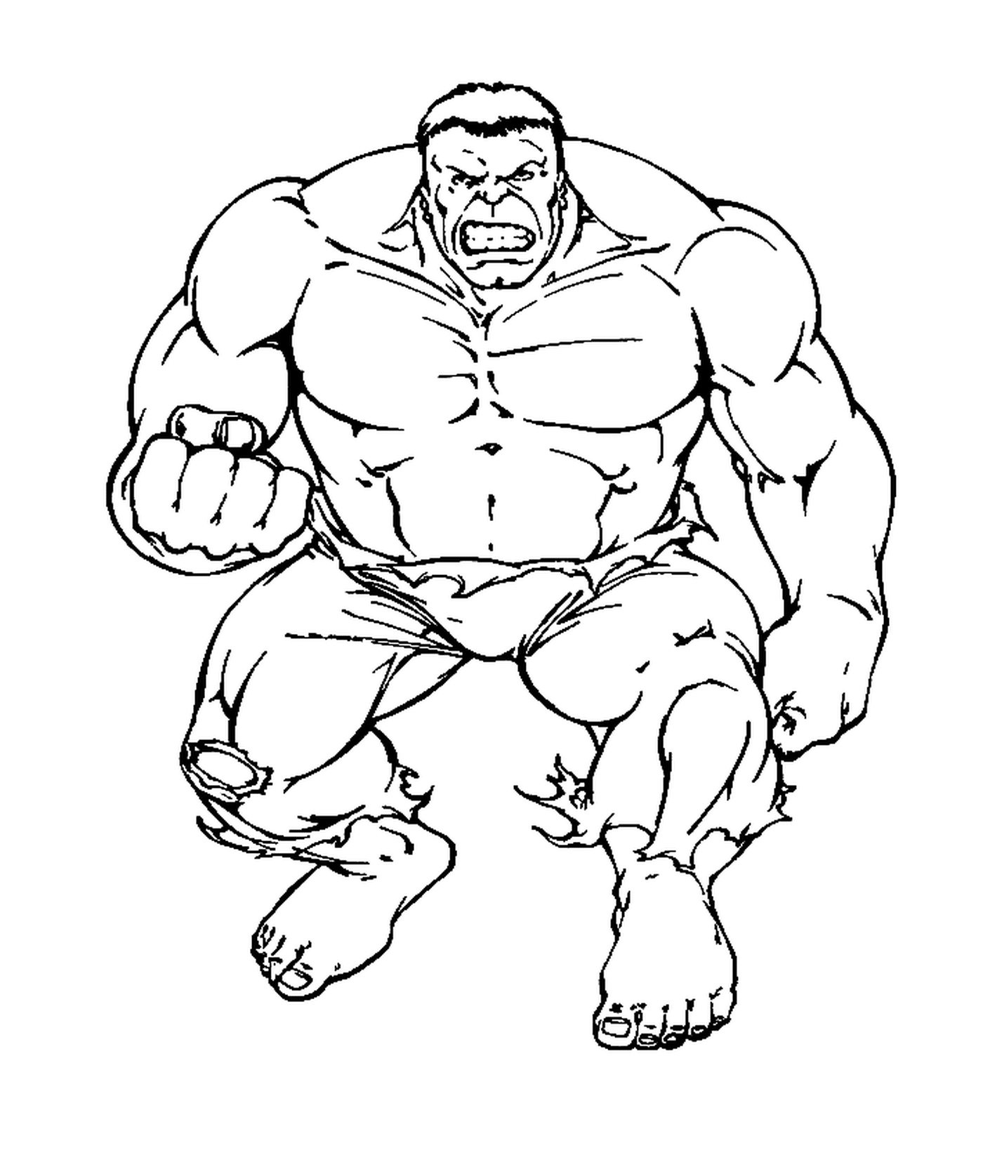 coloriage Hulk avec son poing rageur