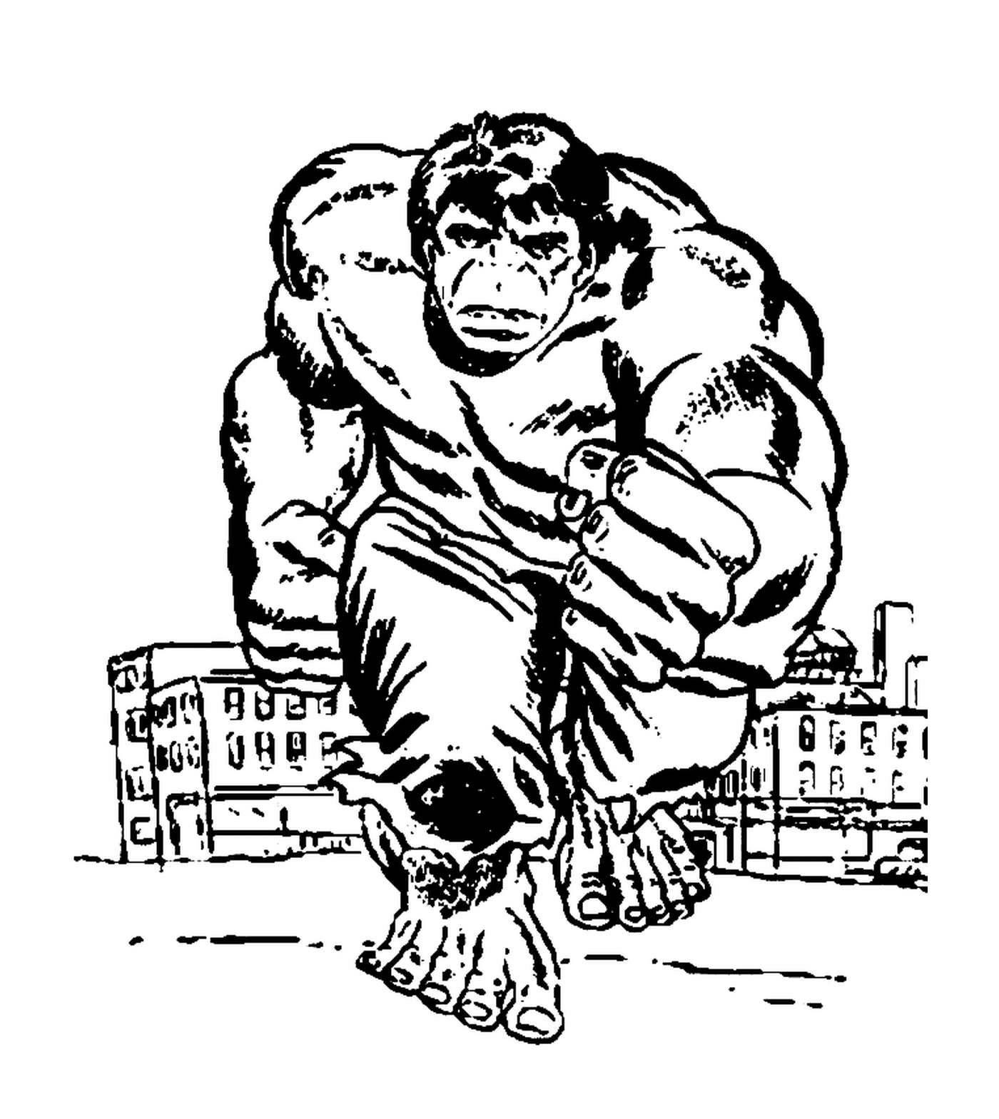 coloriage Hulk quitte la ville