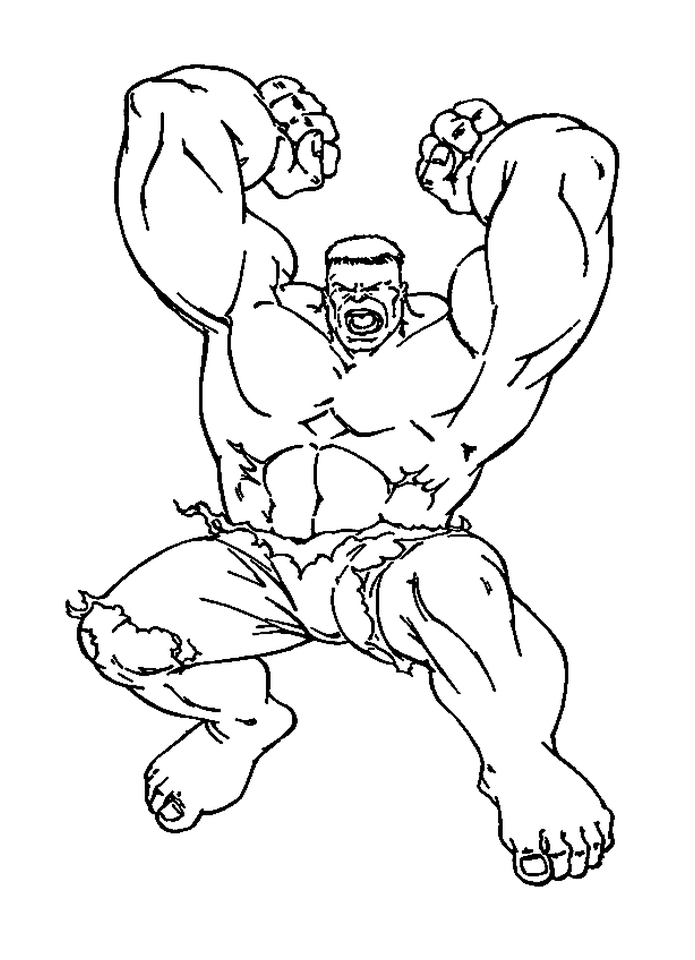 coloriage Hulk leve ses deux brras