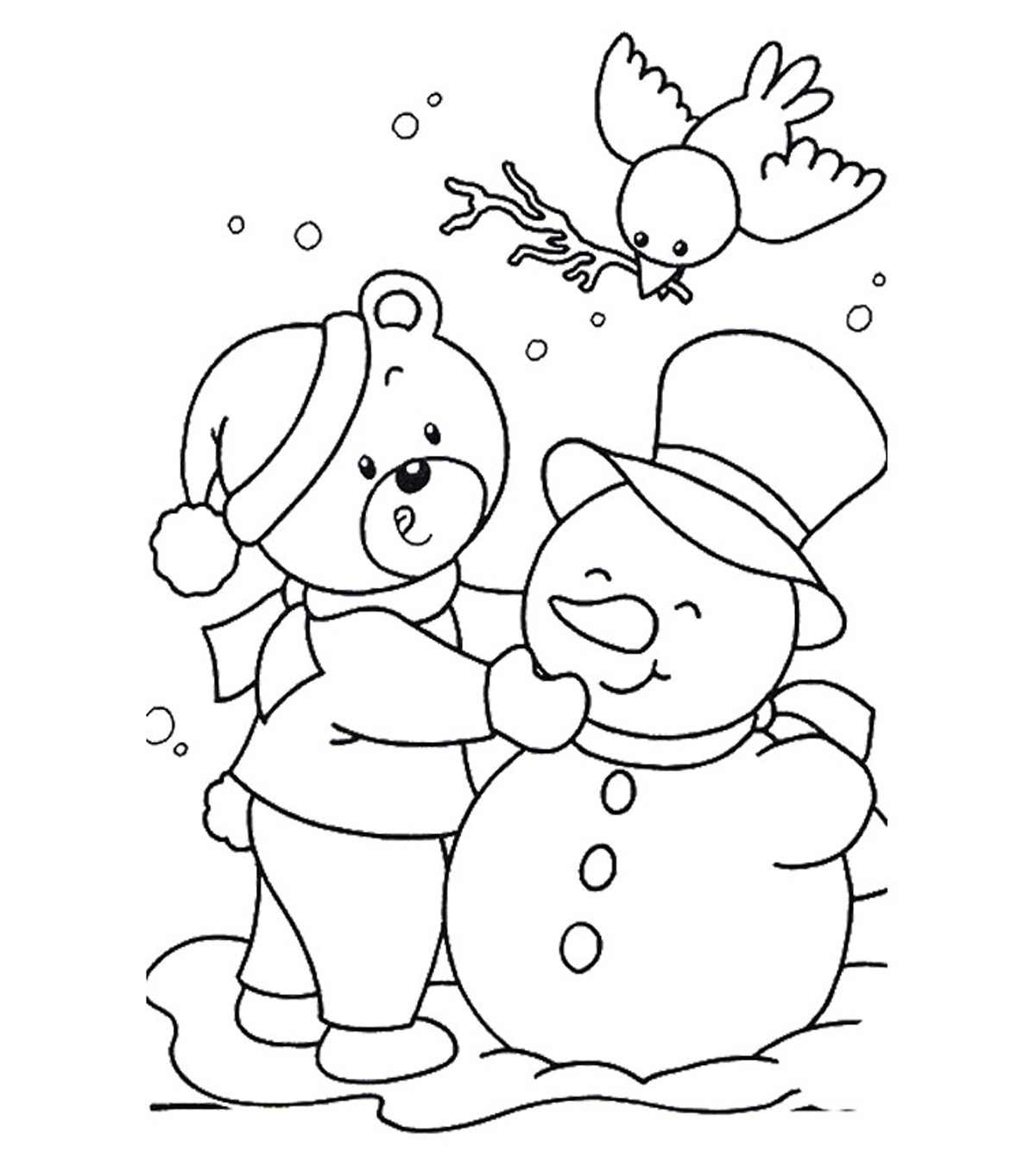coloriage Janvier bonhomme de neige maternelle